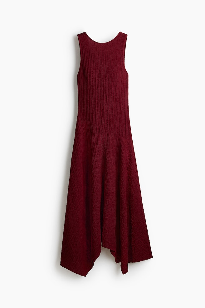 Crinkled handkerchief dress - Dark red - 1