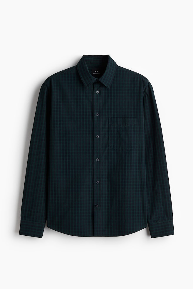 Relaxed Fit Cotton Shirt - Forest green/Check/Grey/Check - 1