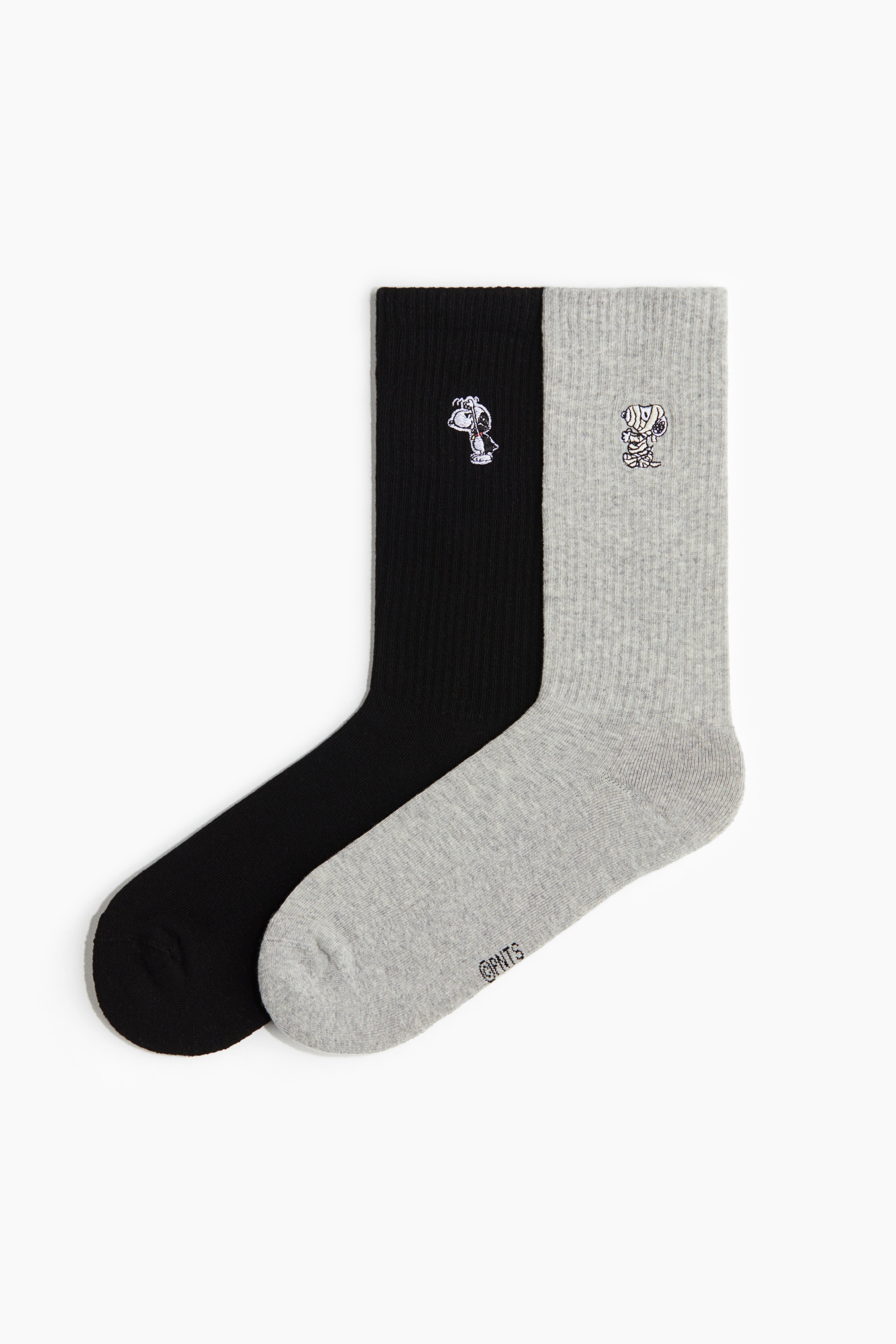Men - Grey marl/Snoopy 2-pack socks - Size: 4-6  - H&M
