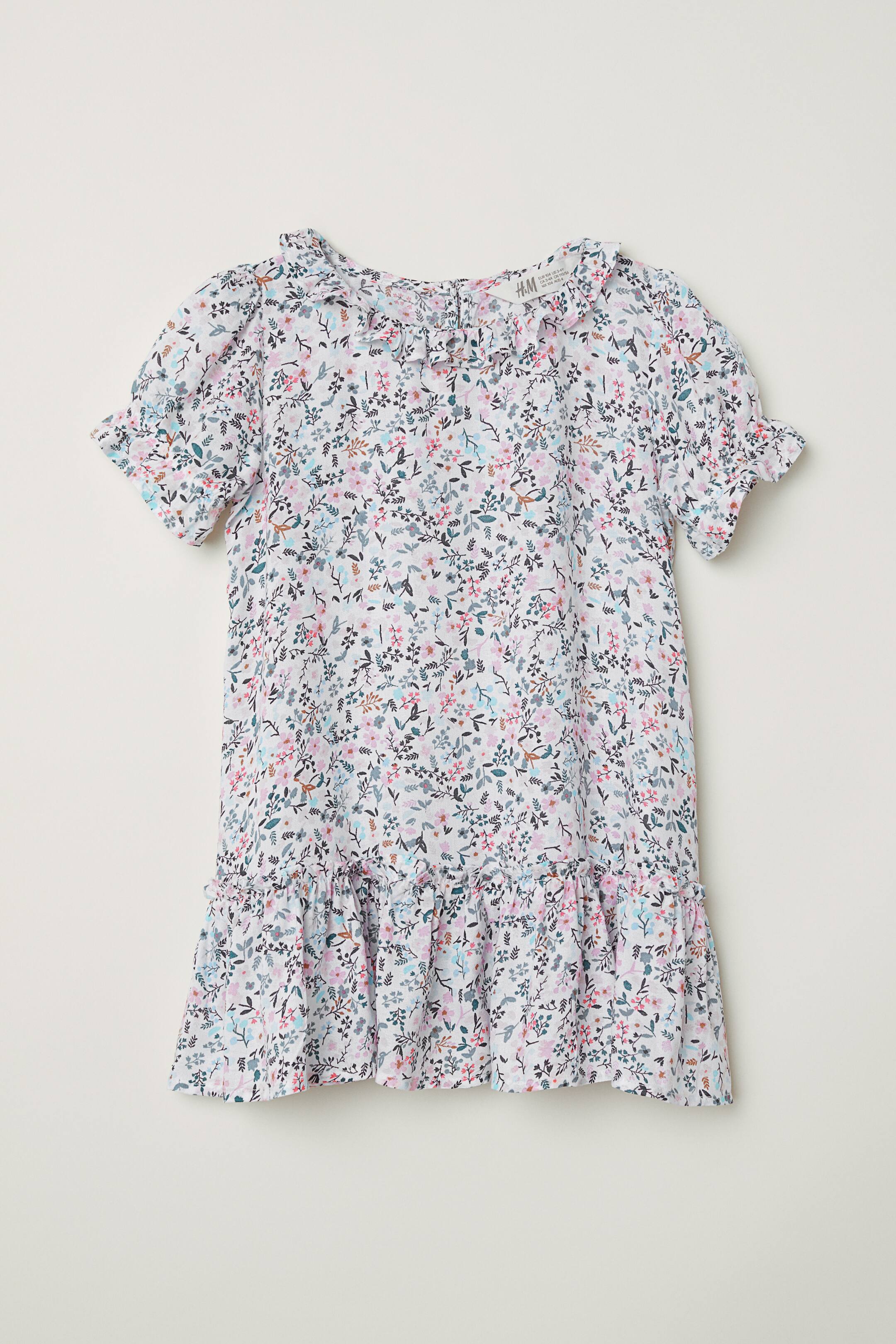 View larger image: Dress with frills - Natural white/Floral - Kids | H&M 1