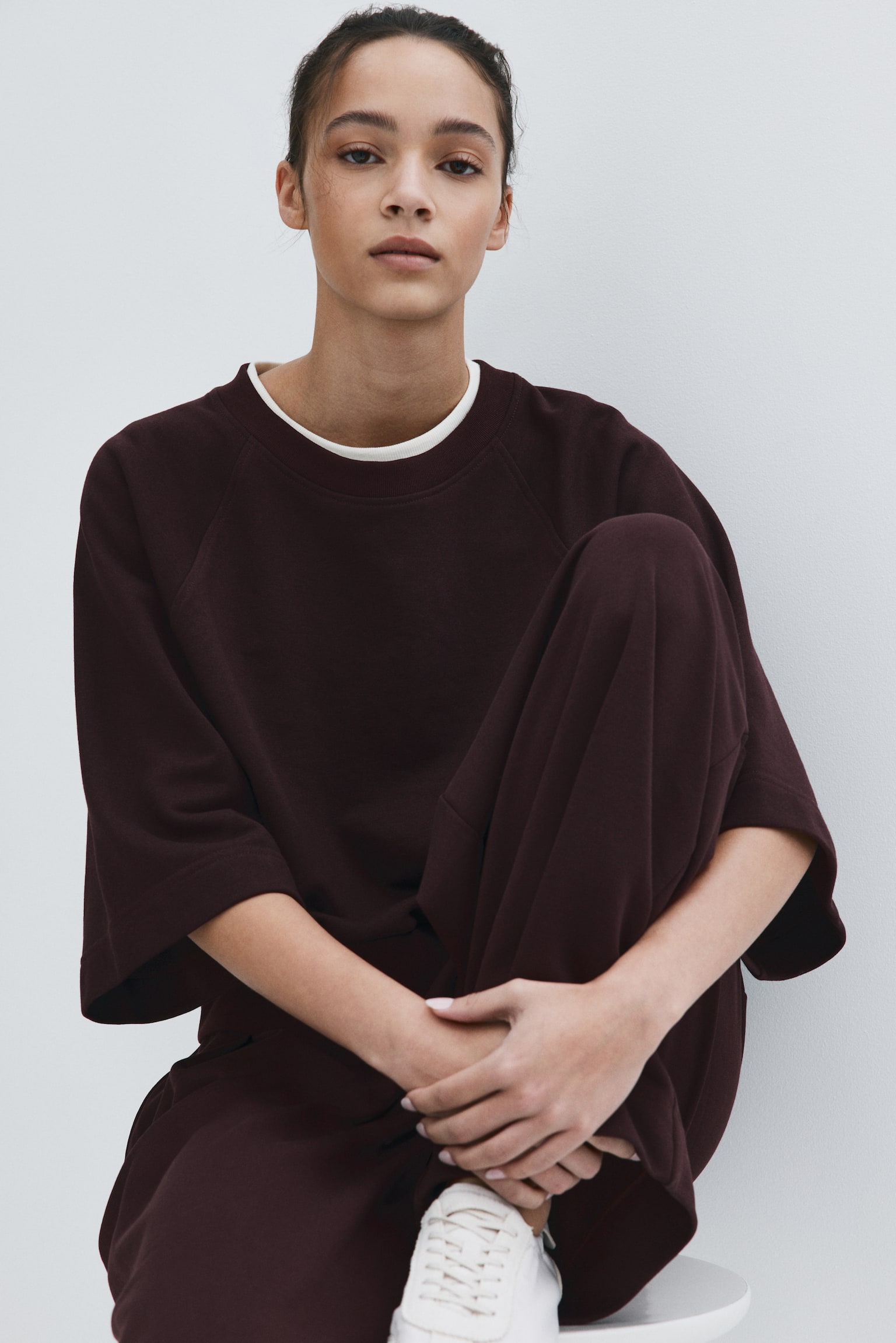 Sweatshirt - Burgundy/Dark beige/Light beige - 3