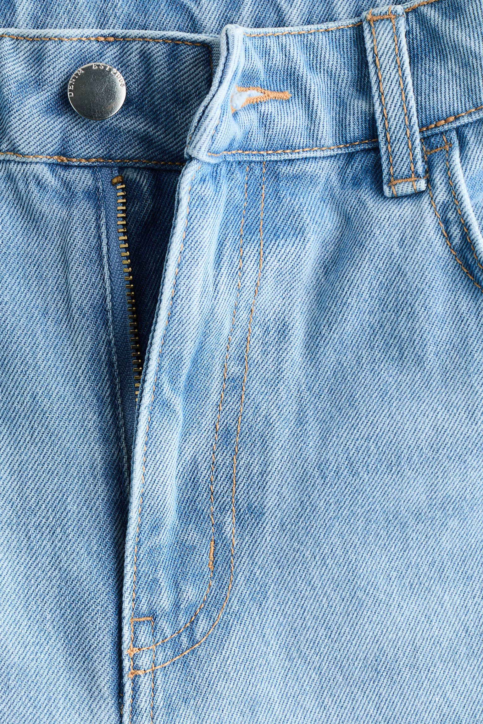 Straight High Waist Scarf-detail jeans - כחול ג'ינס בהיר/כחול נייבי/כחול ג'ינס/כתום - 6