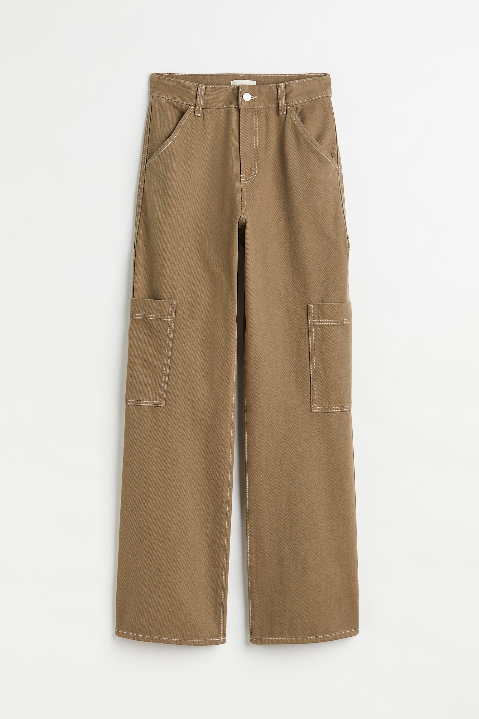 Wide Cargo Pants - Khaki green/Dark grey/Natural white - 1