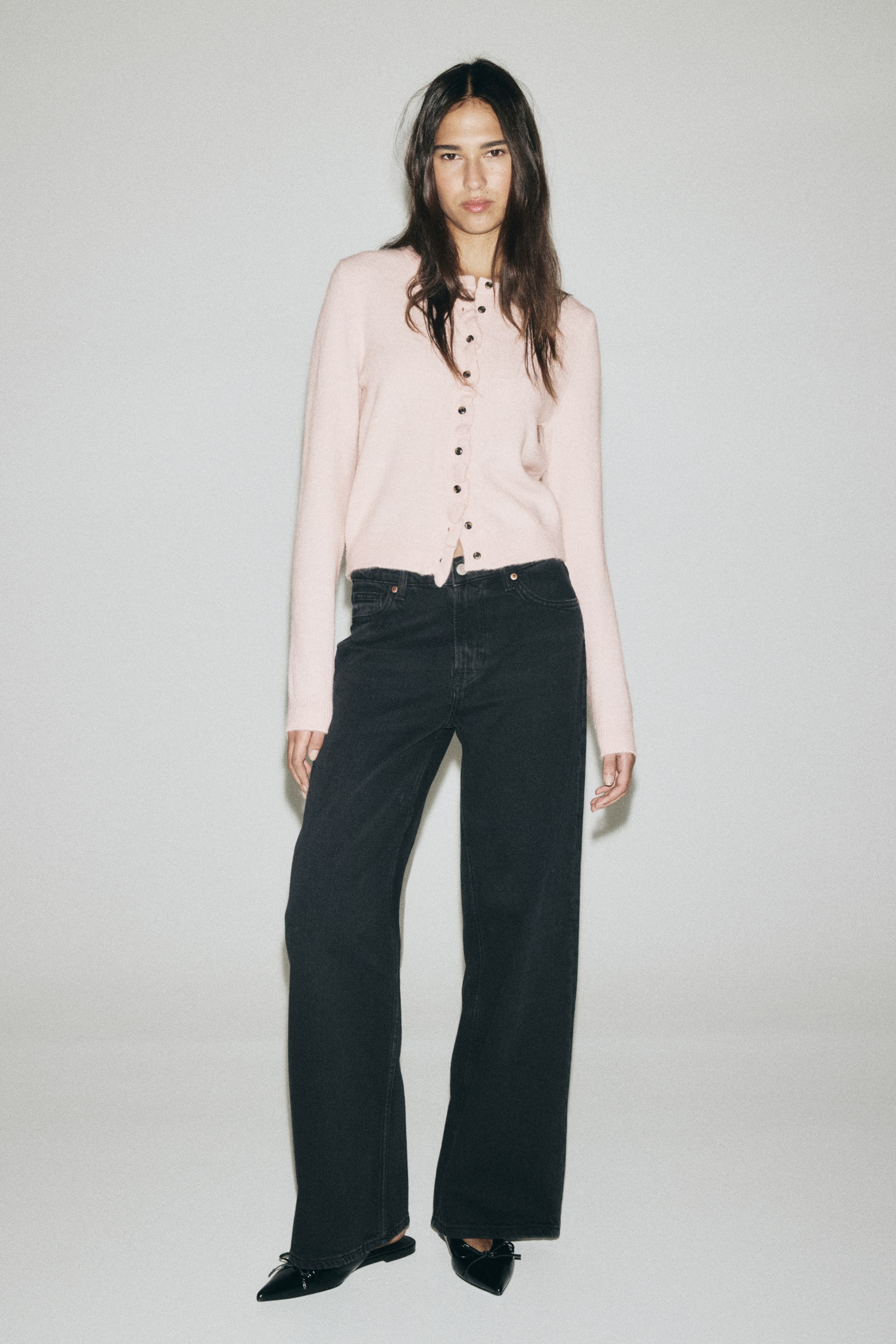 View larger image: Frill-trimmed cardigan - Light pink - Ladies | H&M GB 1