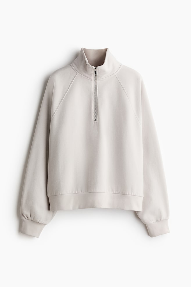 Half-Zip Sweatshirt - Light taupe - 1