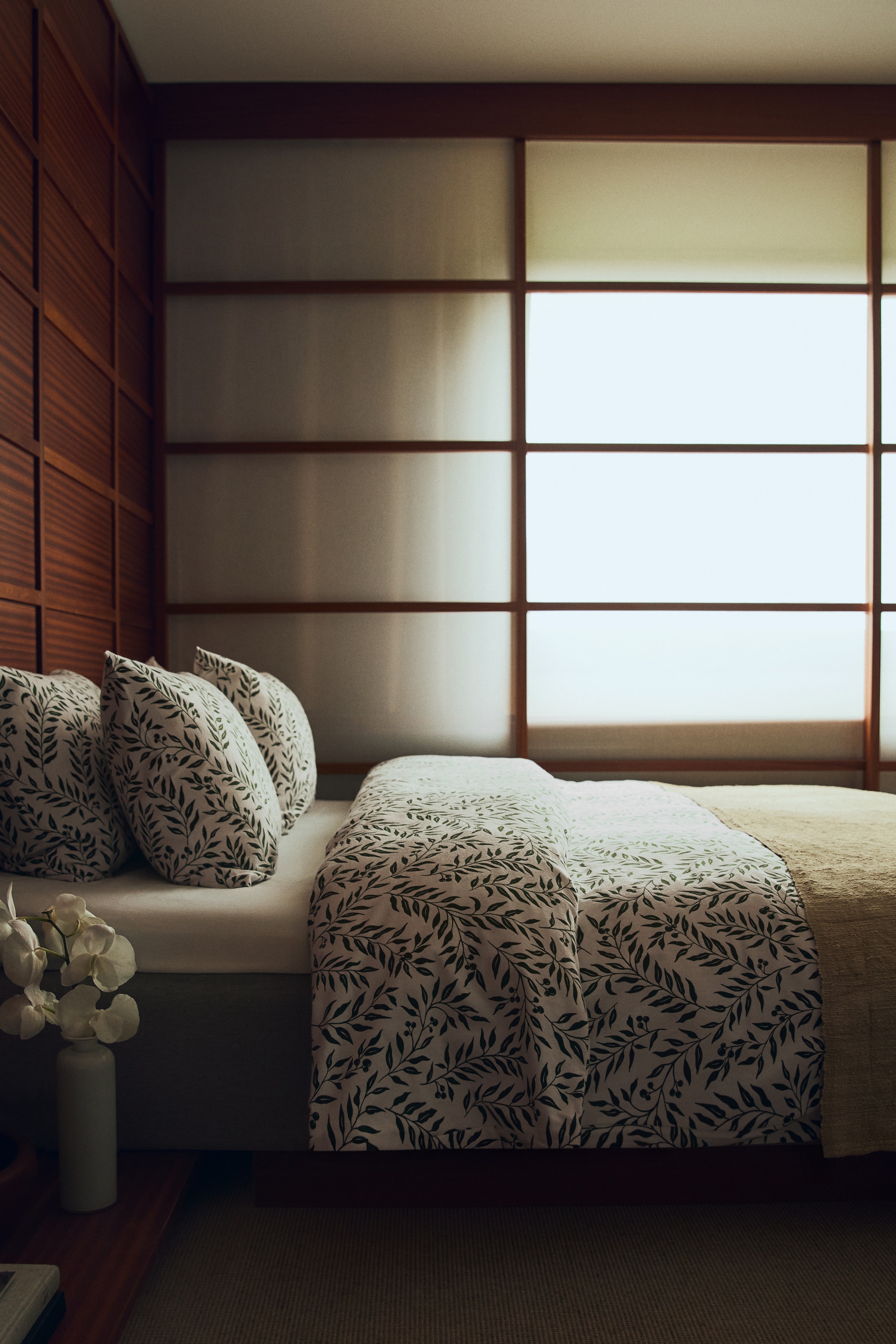 Set copripiumino doppio/king size in flanella - Verde scuro/vischio