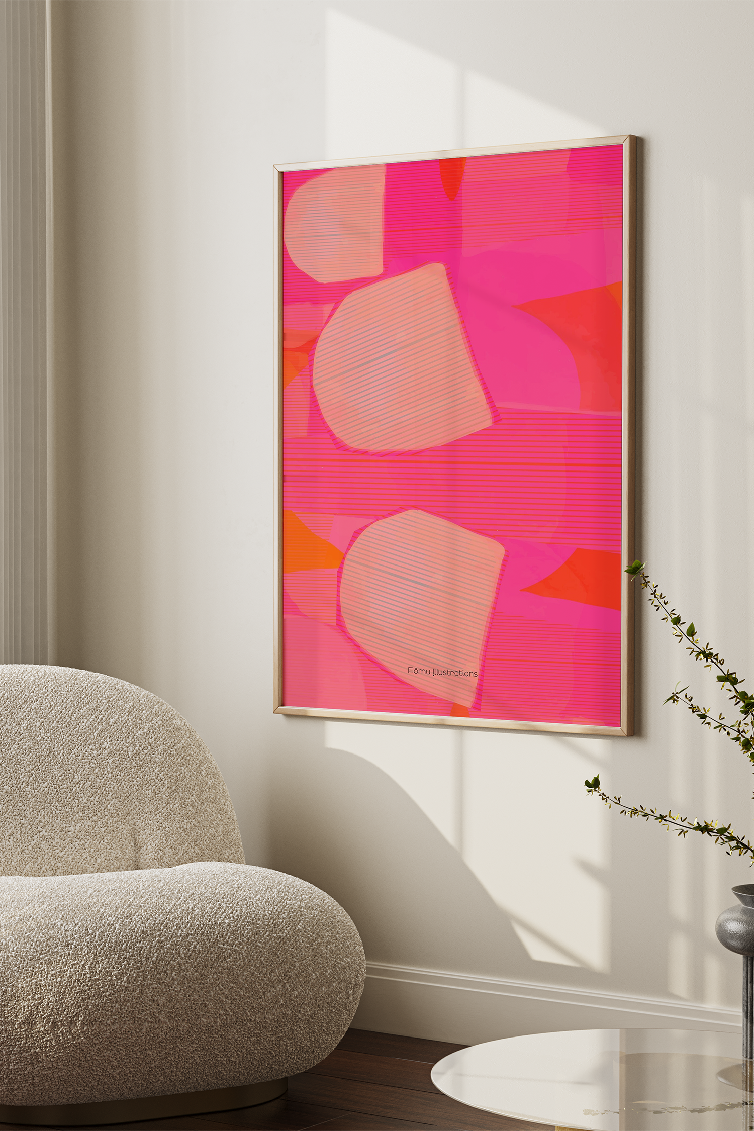 Fōmu Illustrations - Papercollage, Pink - Vaaleanpunainen