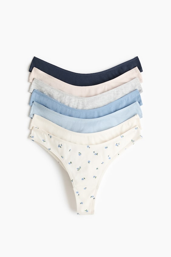 Женские хлопковые трусы-бразилиана H&M, 7 шт