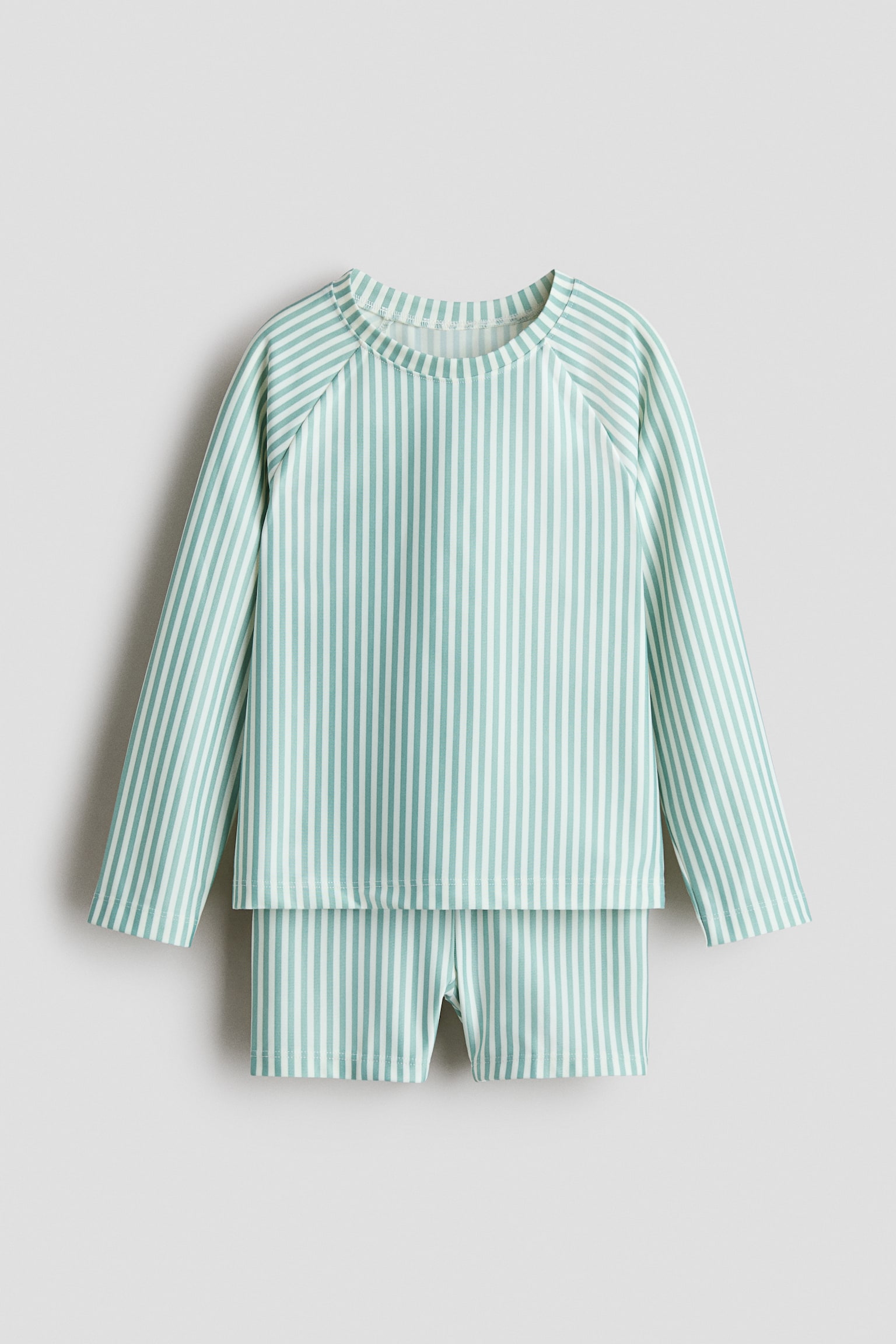 Printed swim set-Light turquoise/White striped - 1