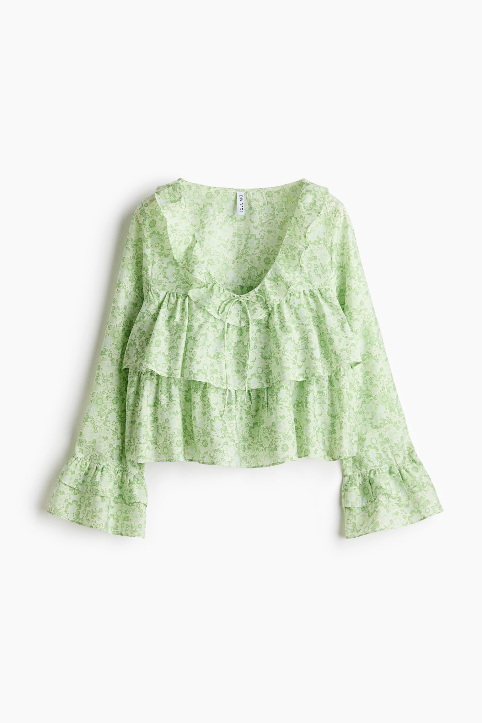 Blouse volantée-Vert clair/fleuri - 2