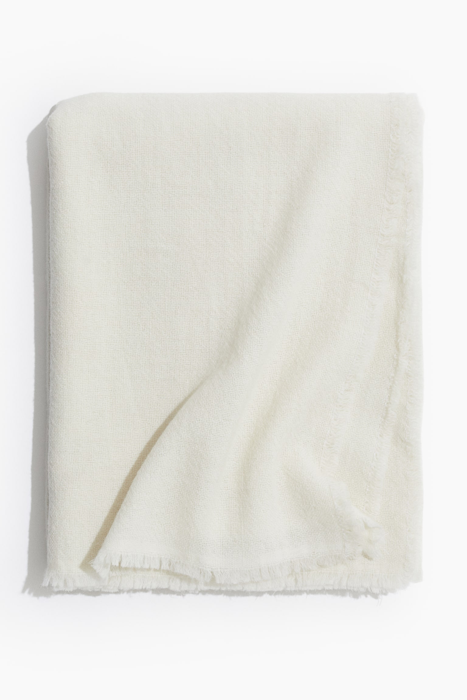 Large wool-blend blanket - White/Light yellow - 1