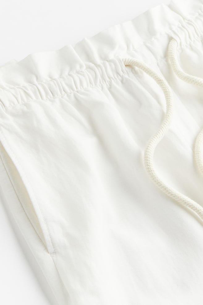 Wide linen-blend trousers - Cream - 4