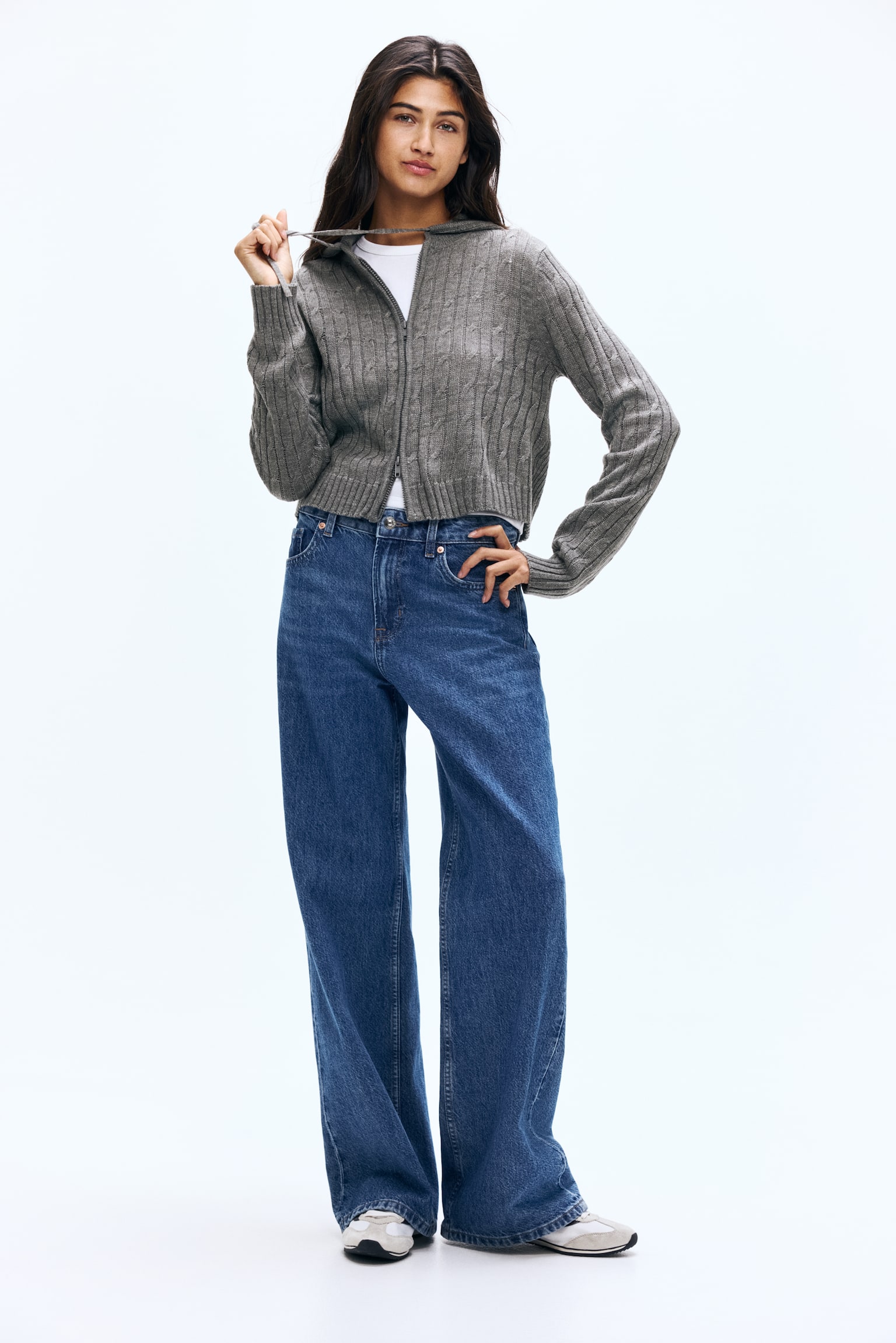 Zip-through hooded cardigan - Grey marl/Light beige - 5