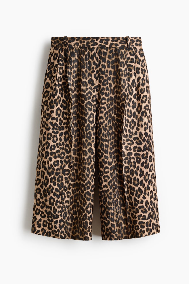 Wide-Leg Culottes - Beige/leopard print - 1