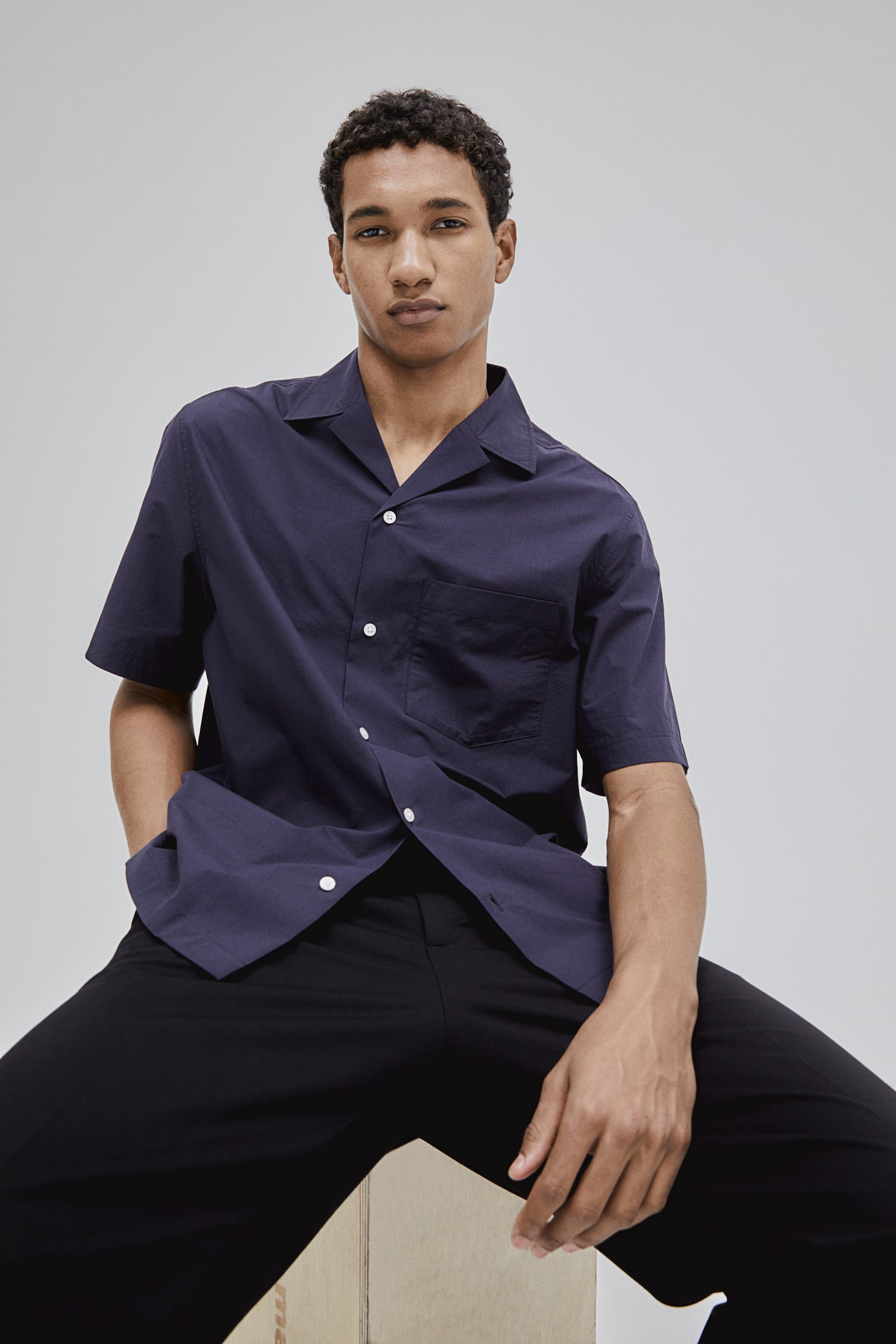 Regular Fit Resort shirt - Navy blue/White - 3