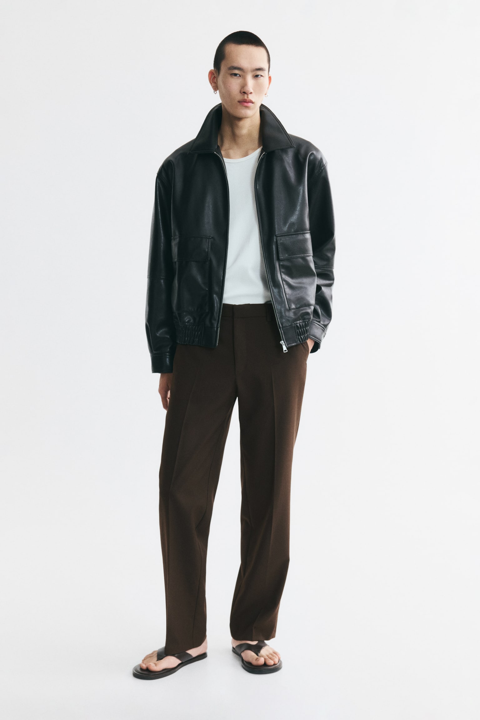 Elegantní kalhoty Regular Fit - Tmavě hnědá/Světle béžová/Black - 1