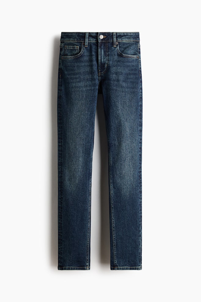 Skinny Regular Waist Jeans - Azul denim oscuro/Negro denim - 1