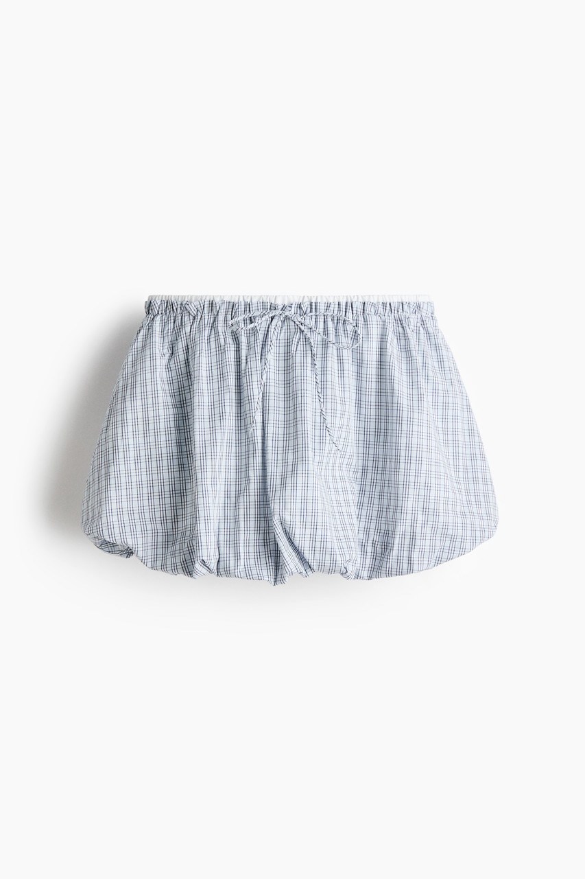 バルーンスコート - ライトブルー／チェック/ダークグレー