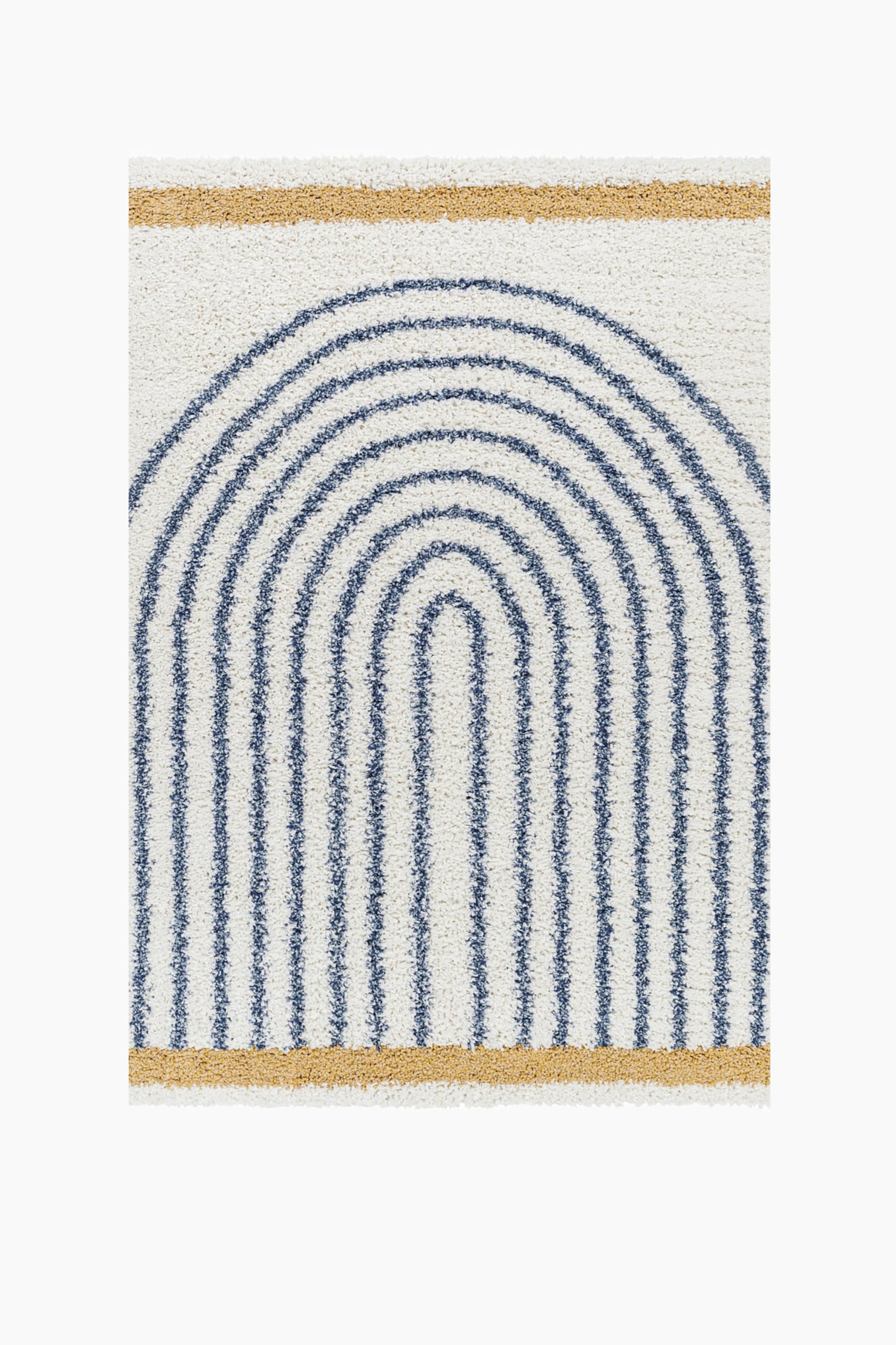 Pihu Modern Shaggy Area Rug - Ivory, Blue