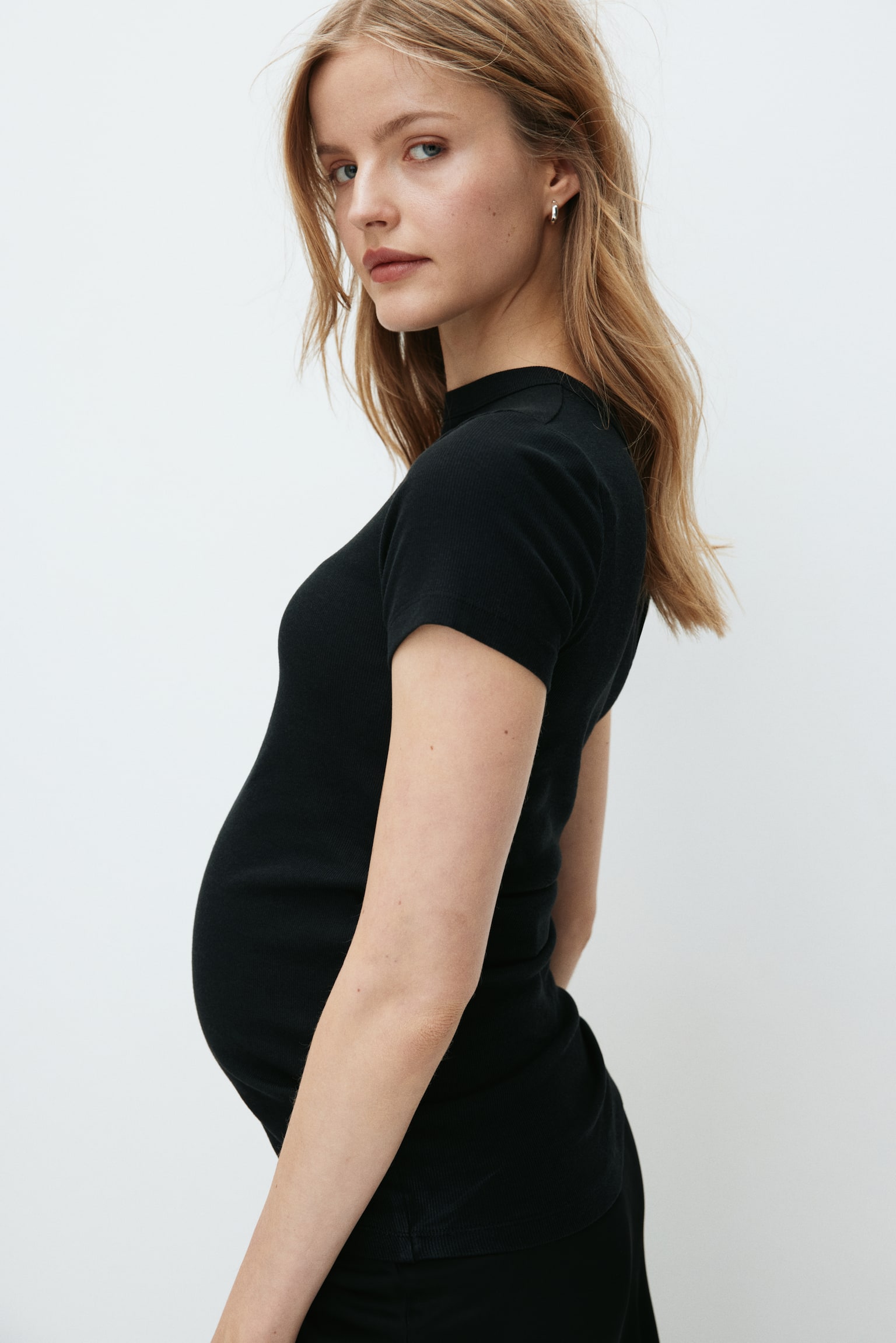 MAMA Rebrované tričko - Čierna/Svetlá sivobéžová/Biela - 3