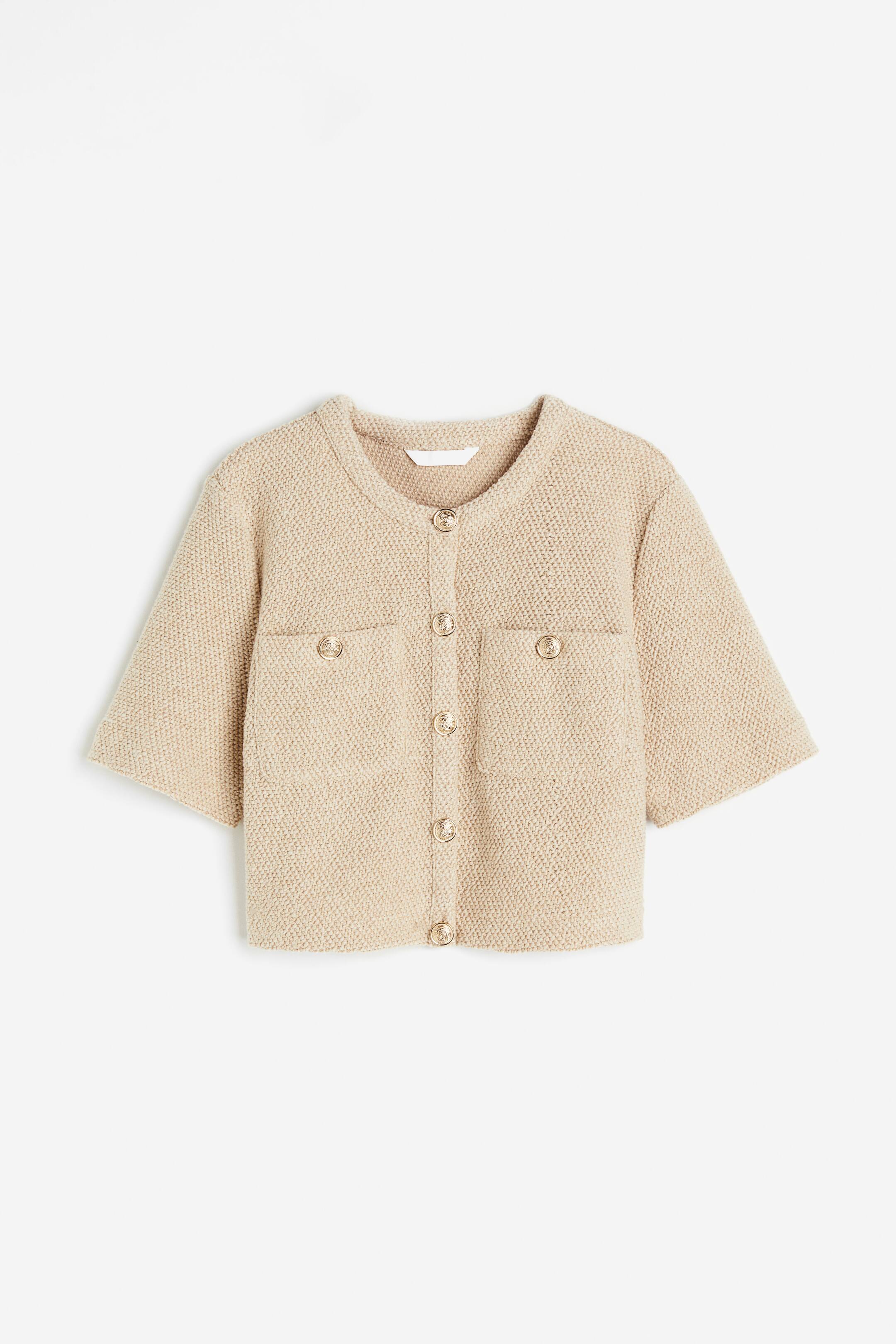 View larger image: Short-sleeved cardigan - Light beige - Ladies | H&M IN 1