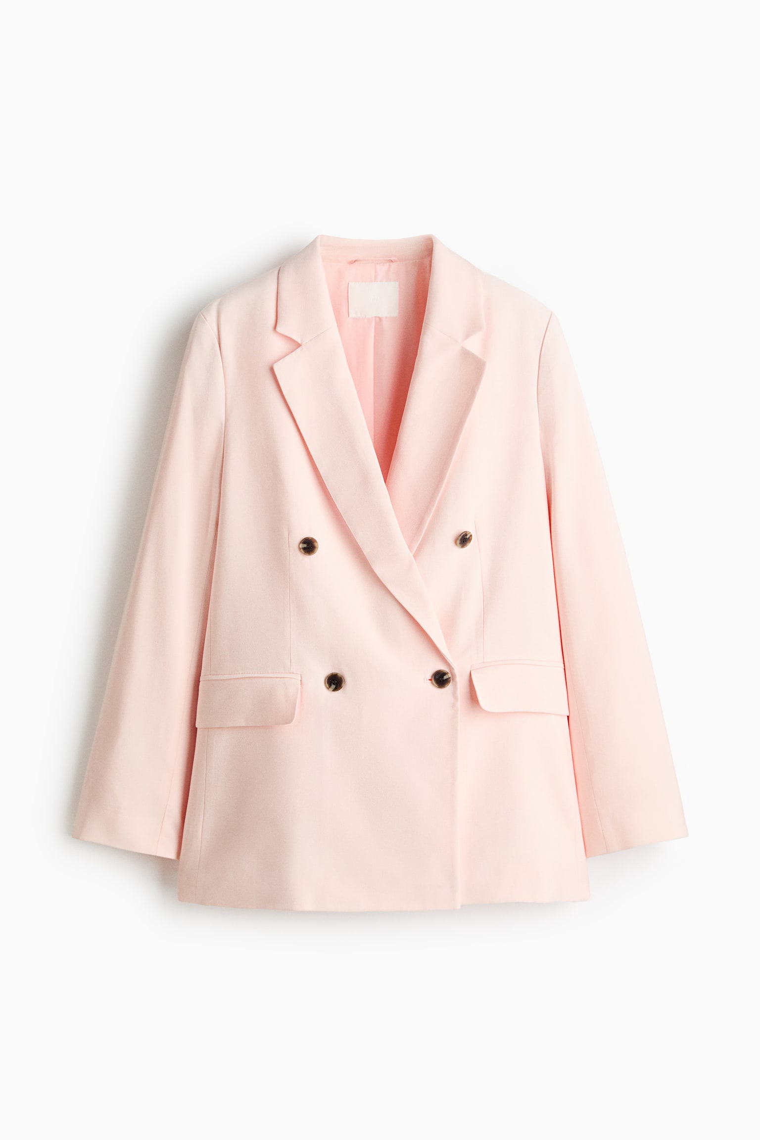 בלייזר עם כפתרה כפולה - ורוד בהיר/חום/קרם - 1