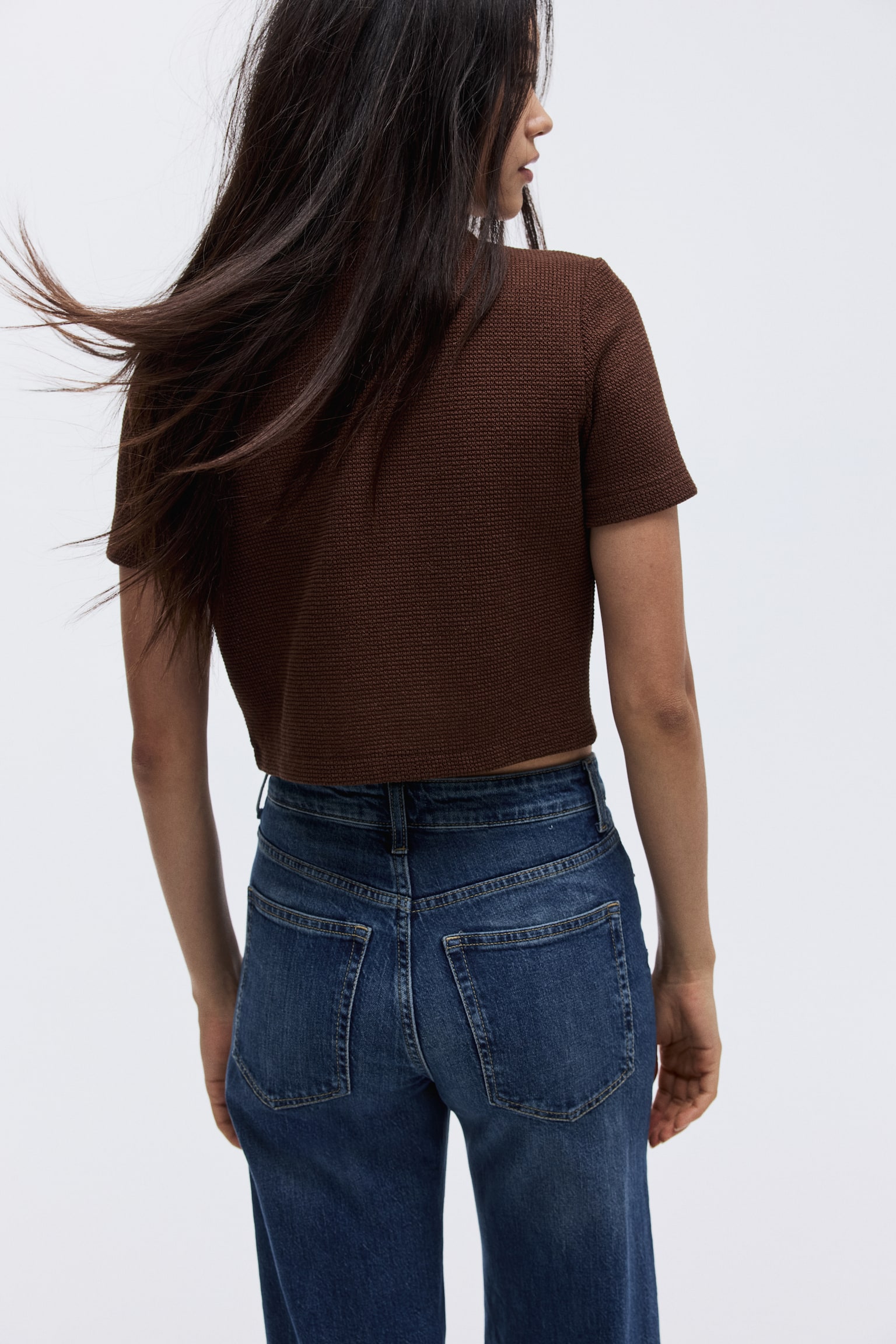 Áo cardigan bằng jersey vân nổi - Màu nâu đậm - 5