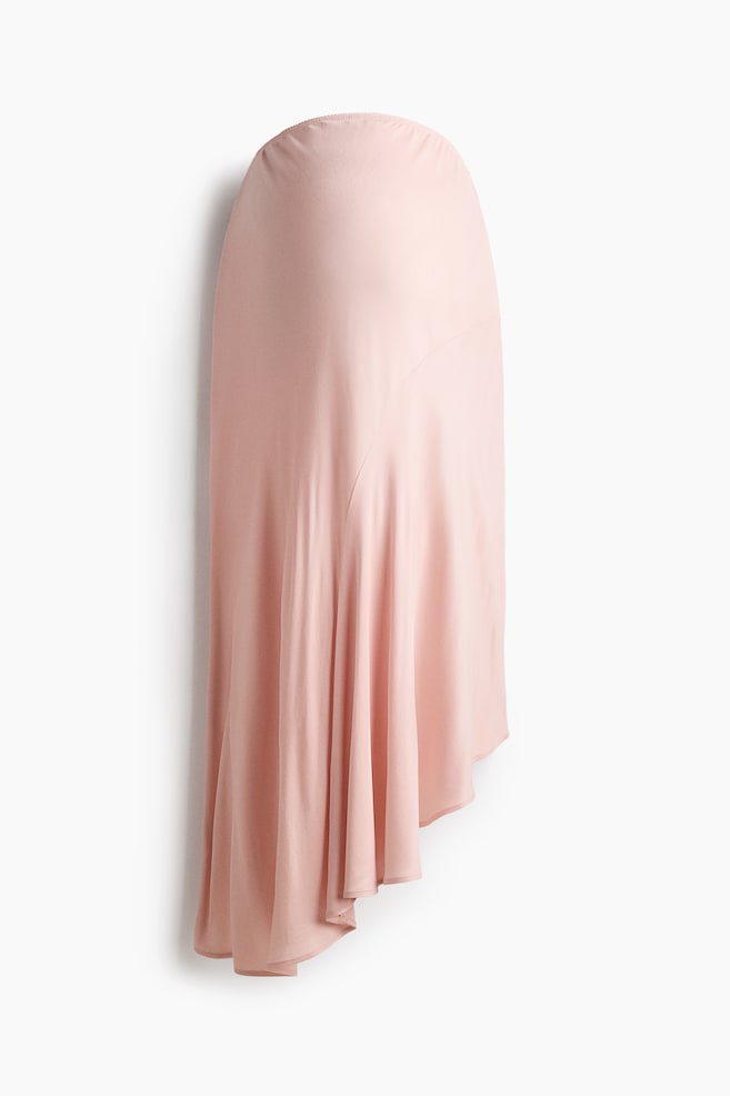 Jupe MAMA asymétrique en satin - Rose poudré/Noir - 1