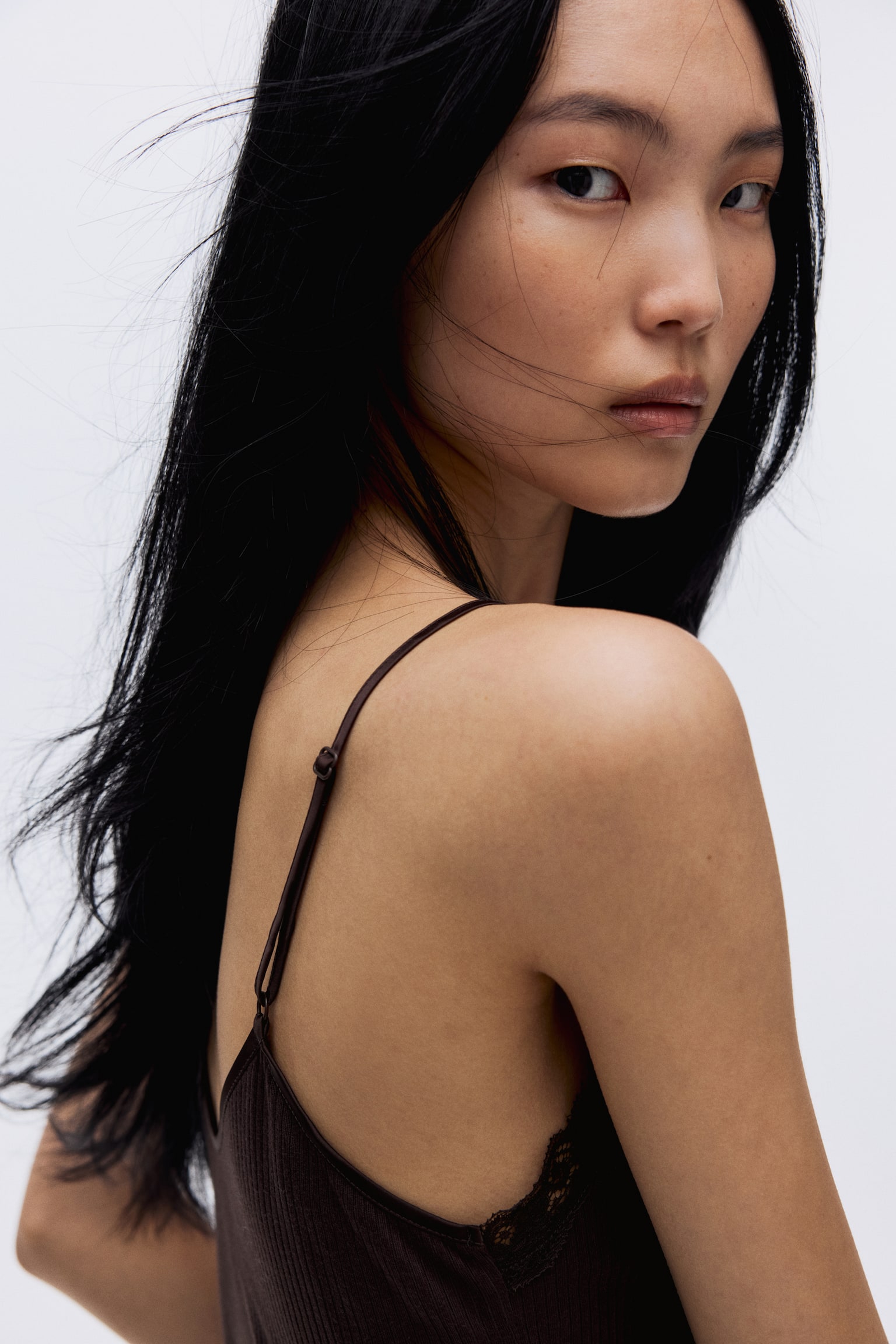 Trägertop mit Spitze - Dunkelbraun/Dunkles Mattrosa - 5