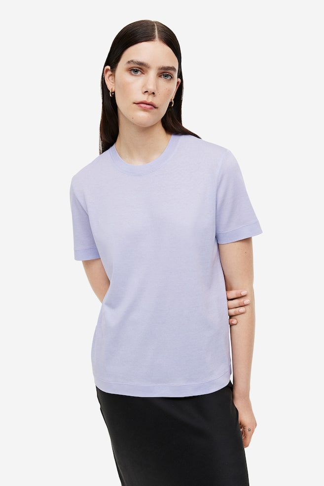 T-Shirt aus Seidenmix - Flieder/Weiß/Hellbeige - 6