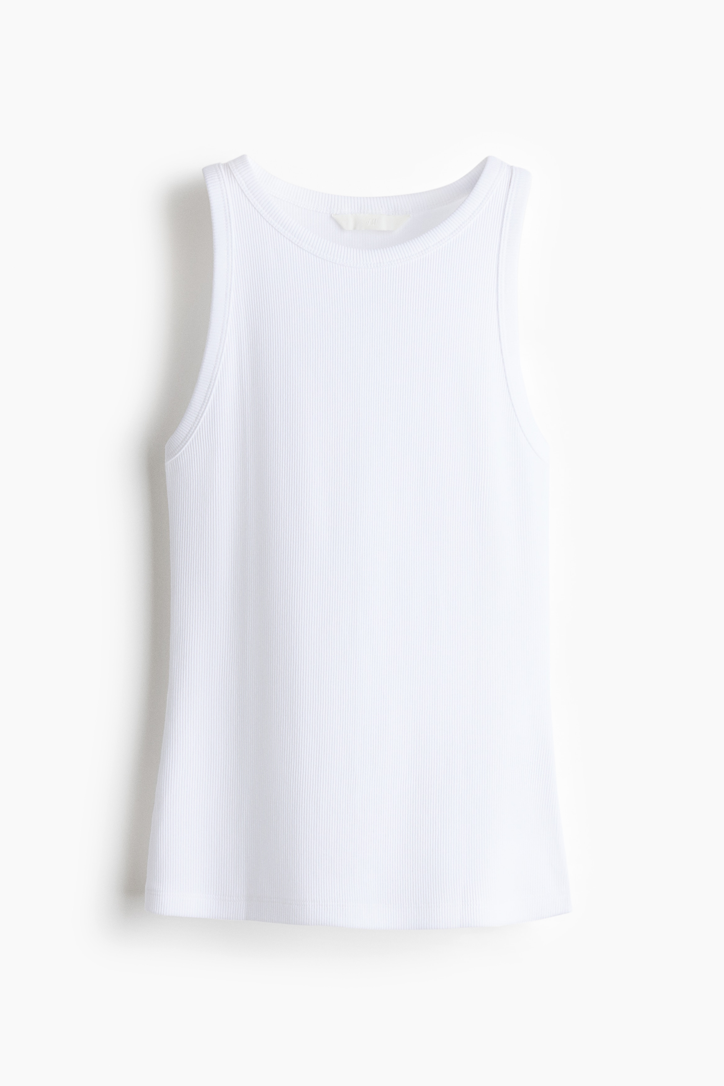 Ribbed cotton vest top - White/Black