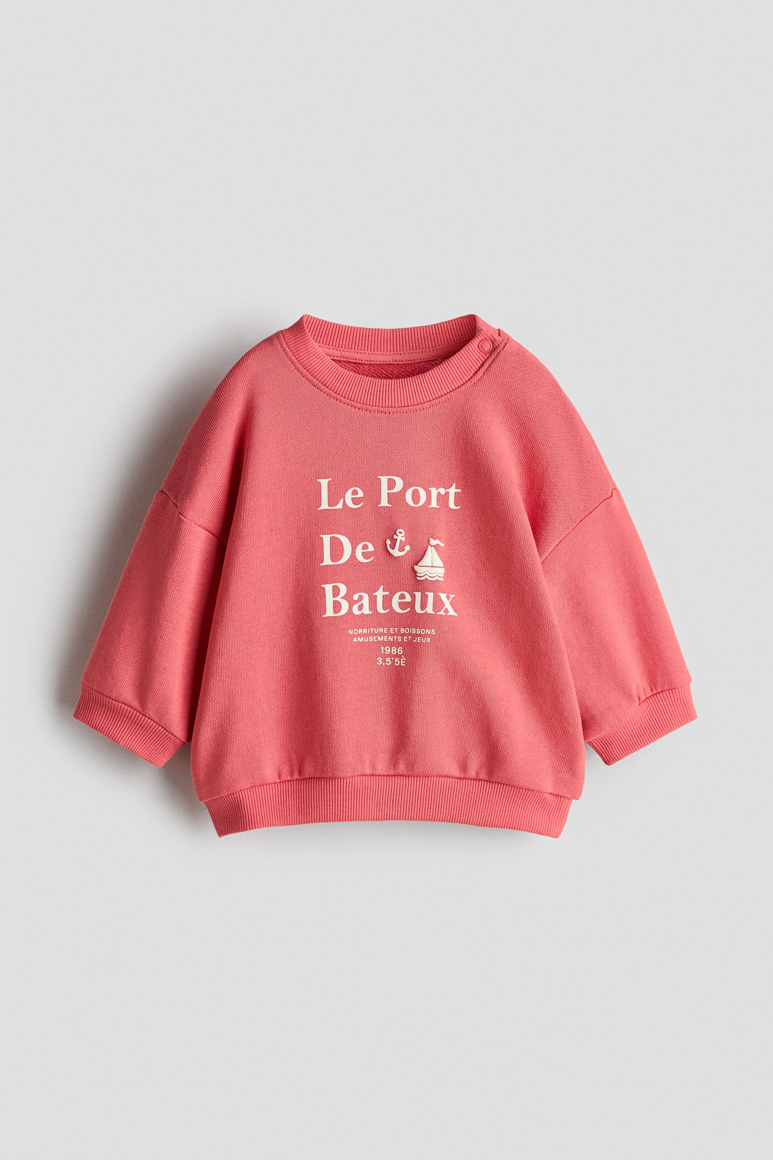 Bluză din molton cu imprimeu - Roșu-zmeuriu/Le Port/Bej-deschis/barcă/Bleumarin/ancore - 1