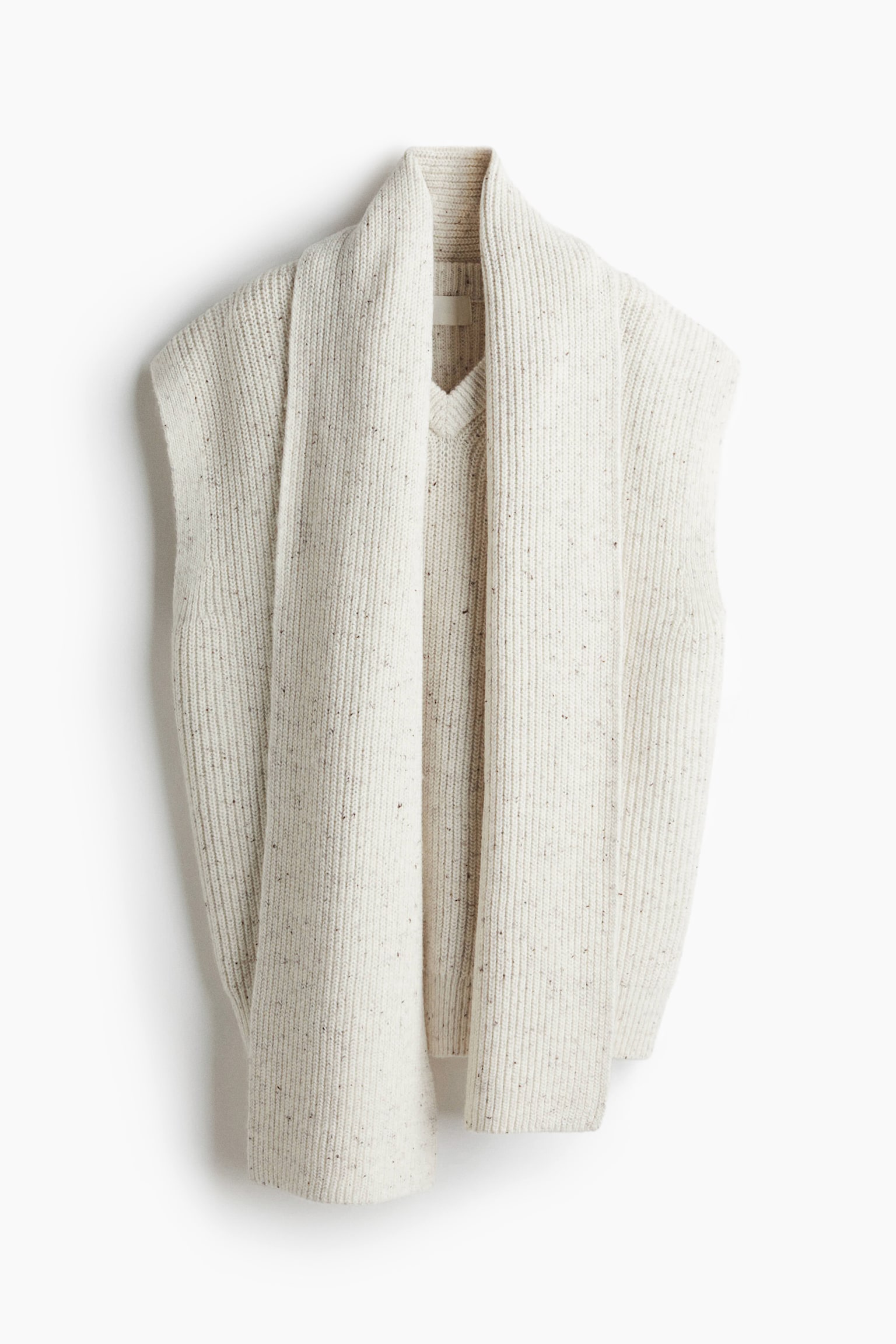 Женский жилет H&M Scarf-Collar Sweater Vest, цвет: Кремовый меланжевый — фото 1
