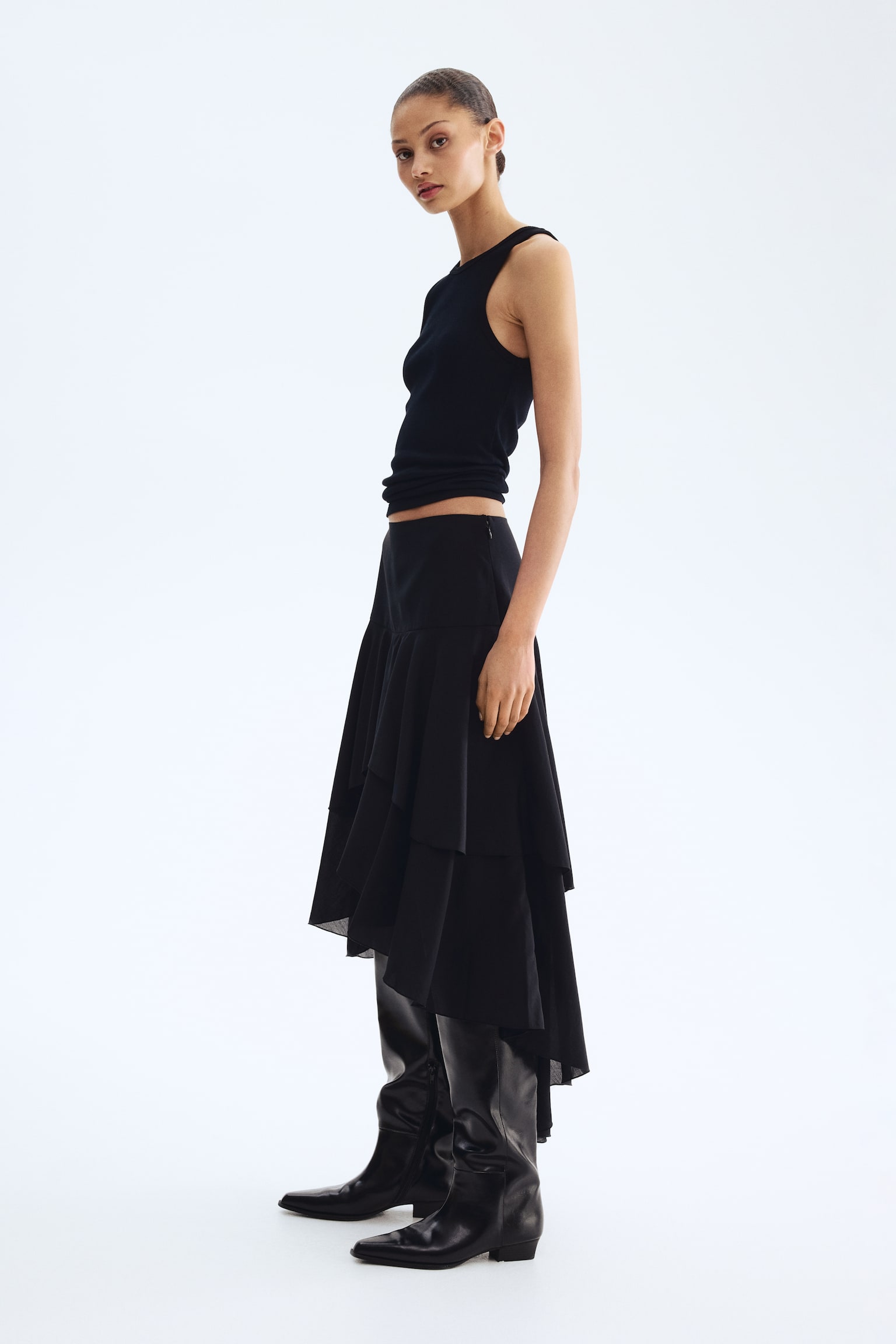 Tiered skirt - Black - 7
