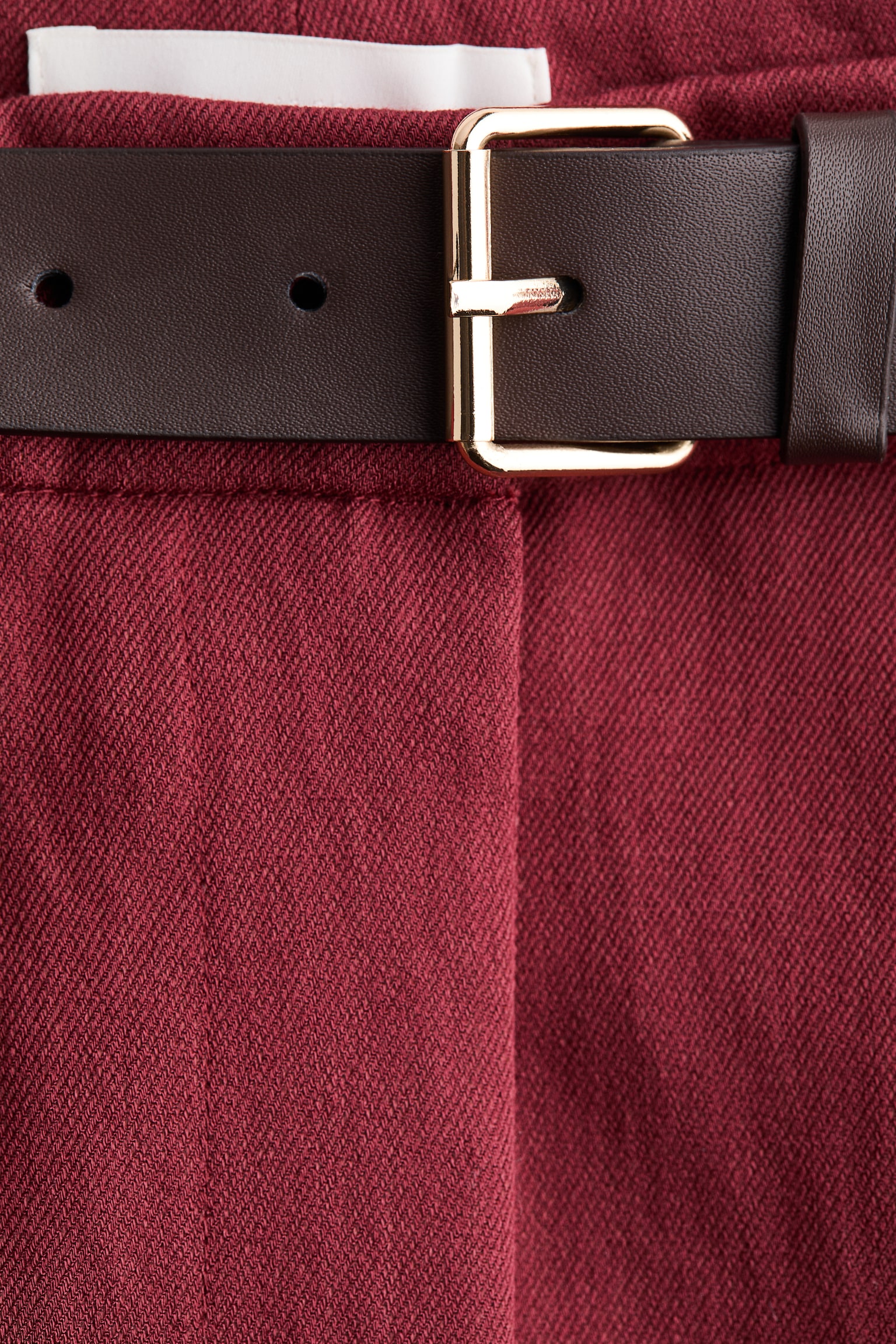 Φαρδύ παντελόνι με ζώνη - Σκούρο κόκκινο/Καφέ/λεοπάρ μοτίβο - 4