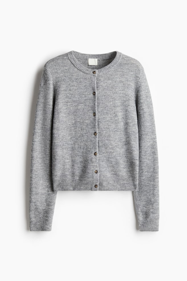 Knit Cardigan - Gray melange/Cream - 1