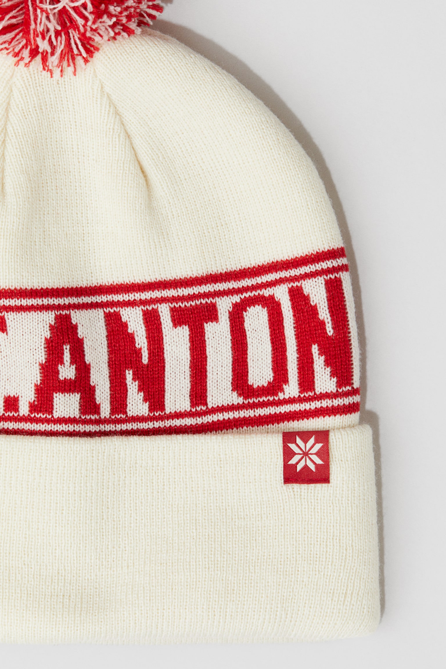 Детская шапка H&M Jacquard-Knit Pompom Beanie, цвет: Кремовый — фото 2