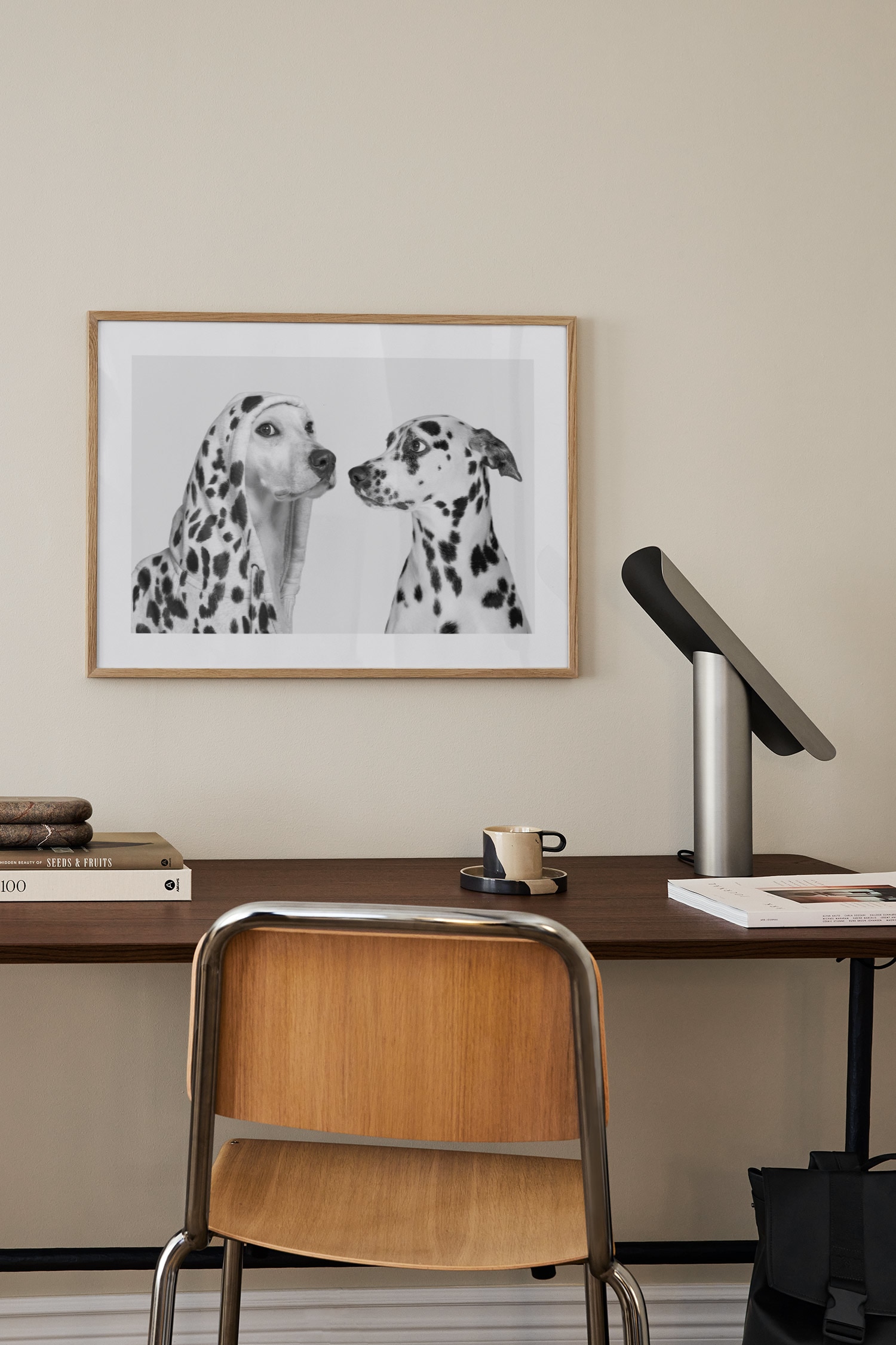 Dotty Dogs Plakat - Hvid/sort