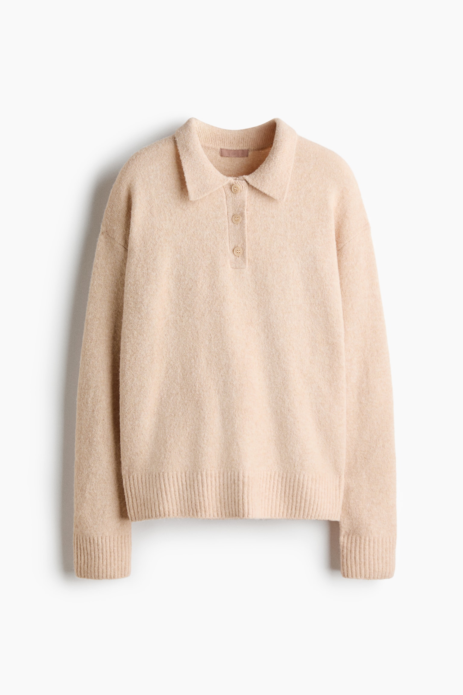 Женский свитер H&M Cable-Knit Polo Sweater, цвет: Бежевый — фото 1