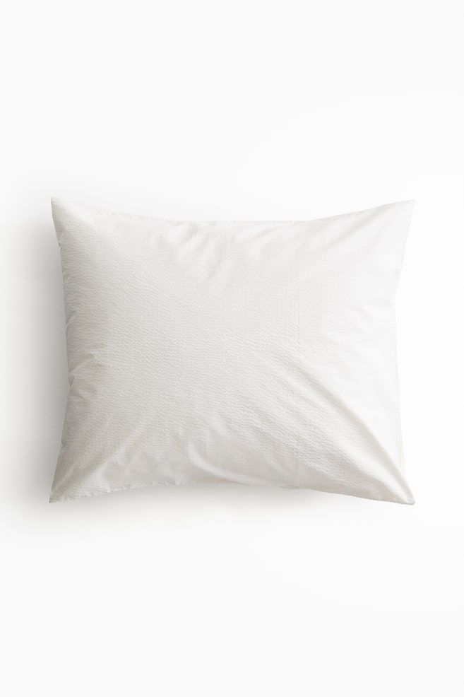 Seersucker Pillowcase - White/Light yellow/Light taupe - 1