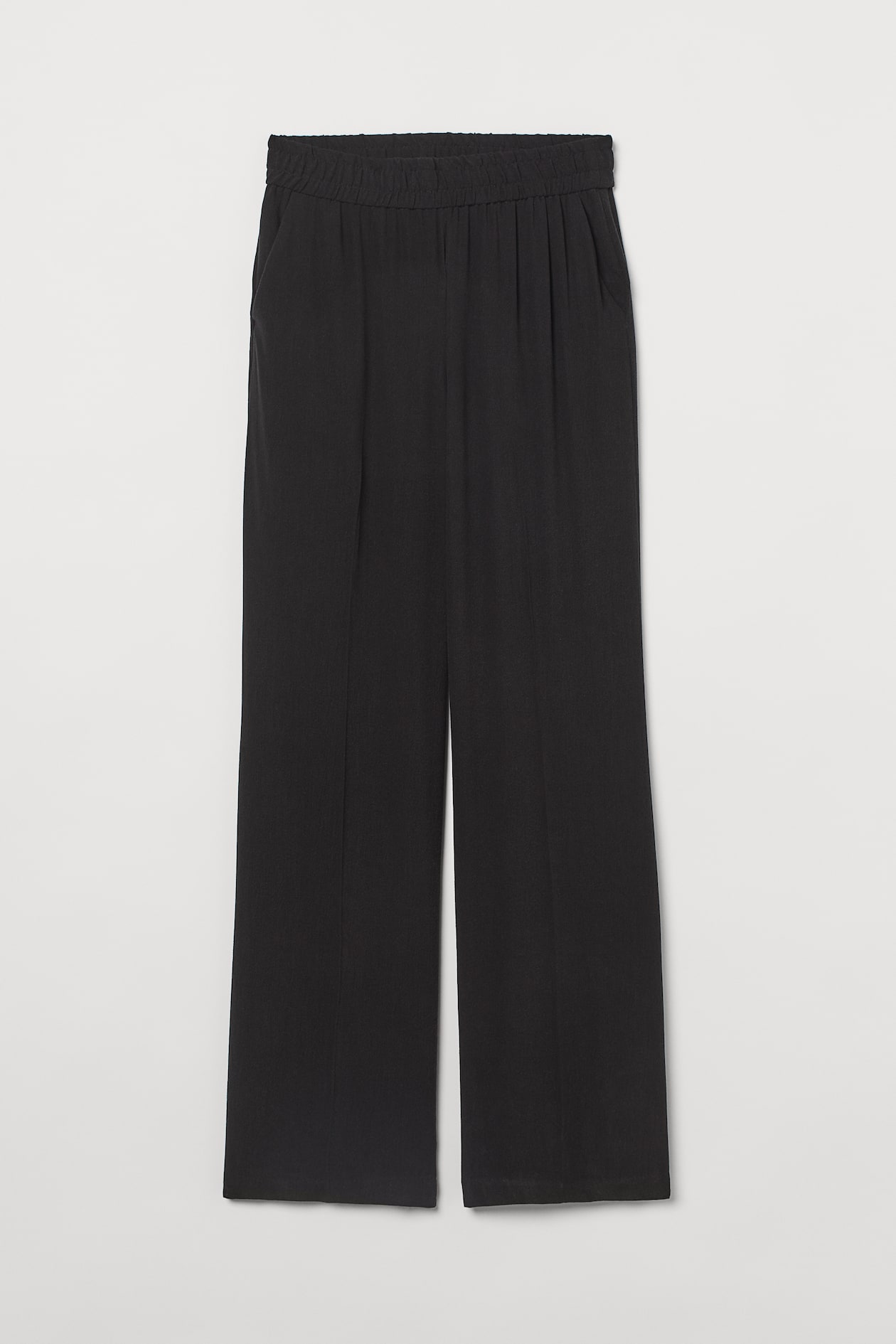 Wide pull-on trousers - High waist - Long - Black - Ladies | H&M GB