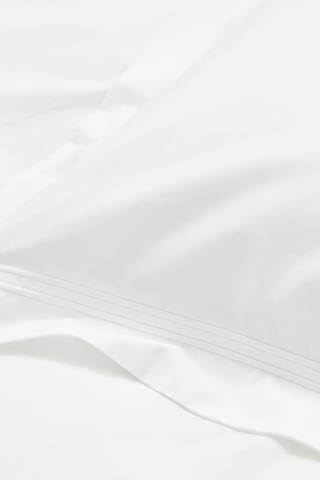 Cotton percale double/king duvet cover set - White/White/Black - 3