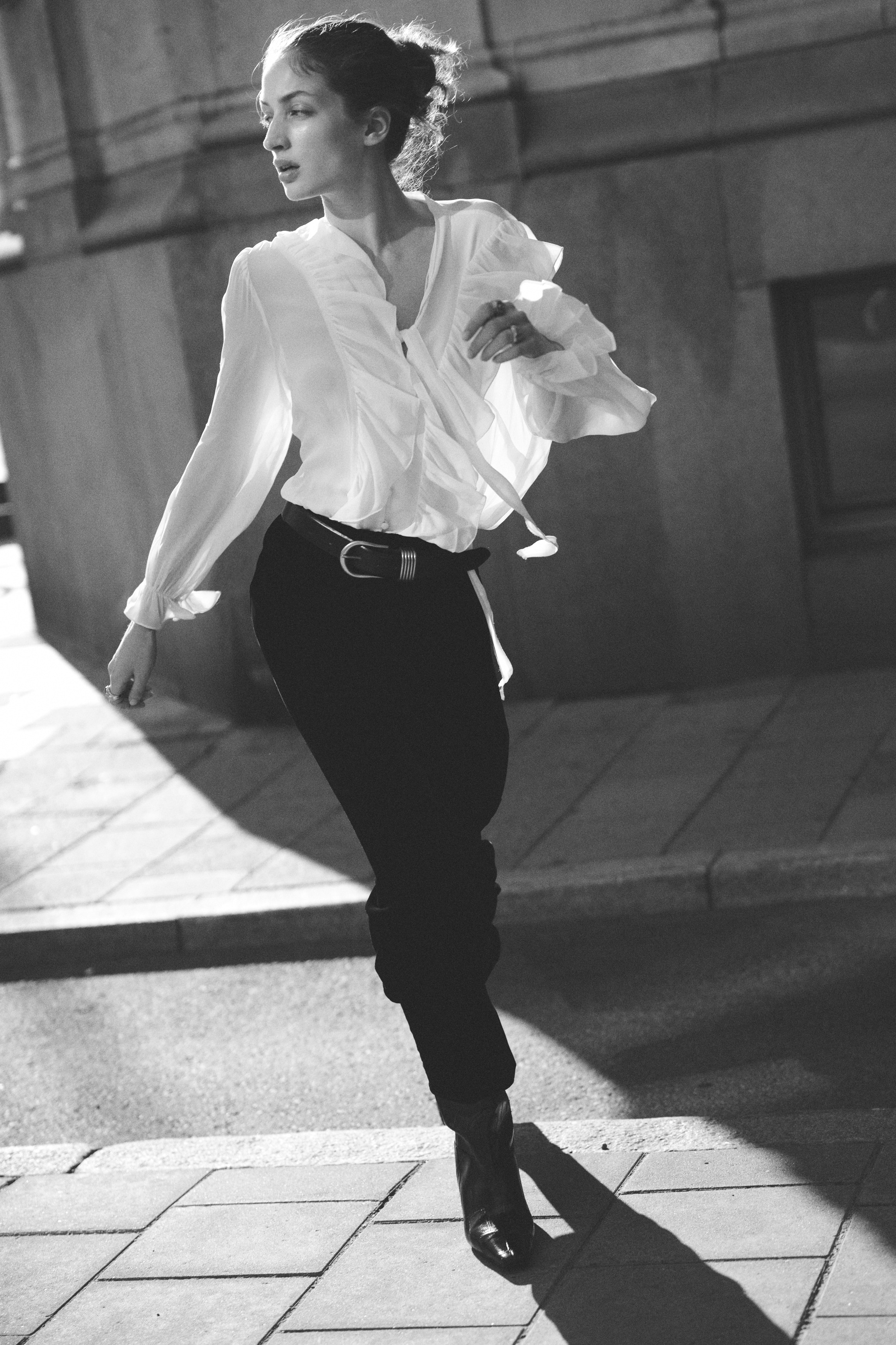 Frill-trimmed blouse