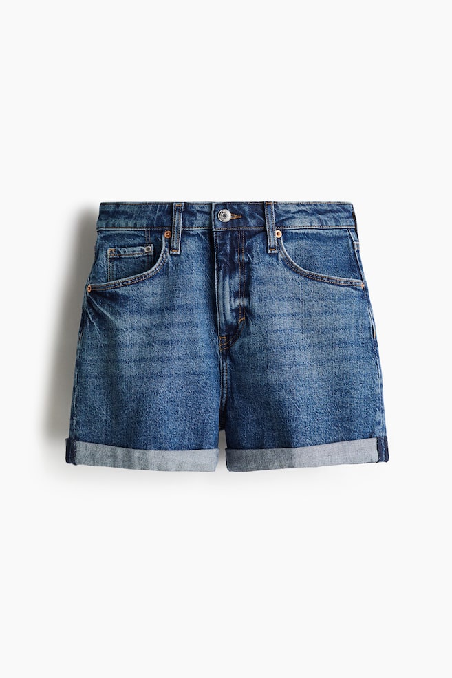 Mom Ultra High Denim shorts - Denim blue/White/Light denim blue/Black - 1