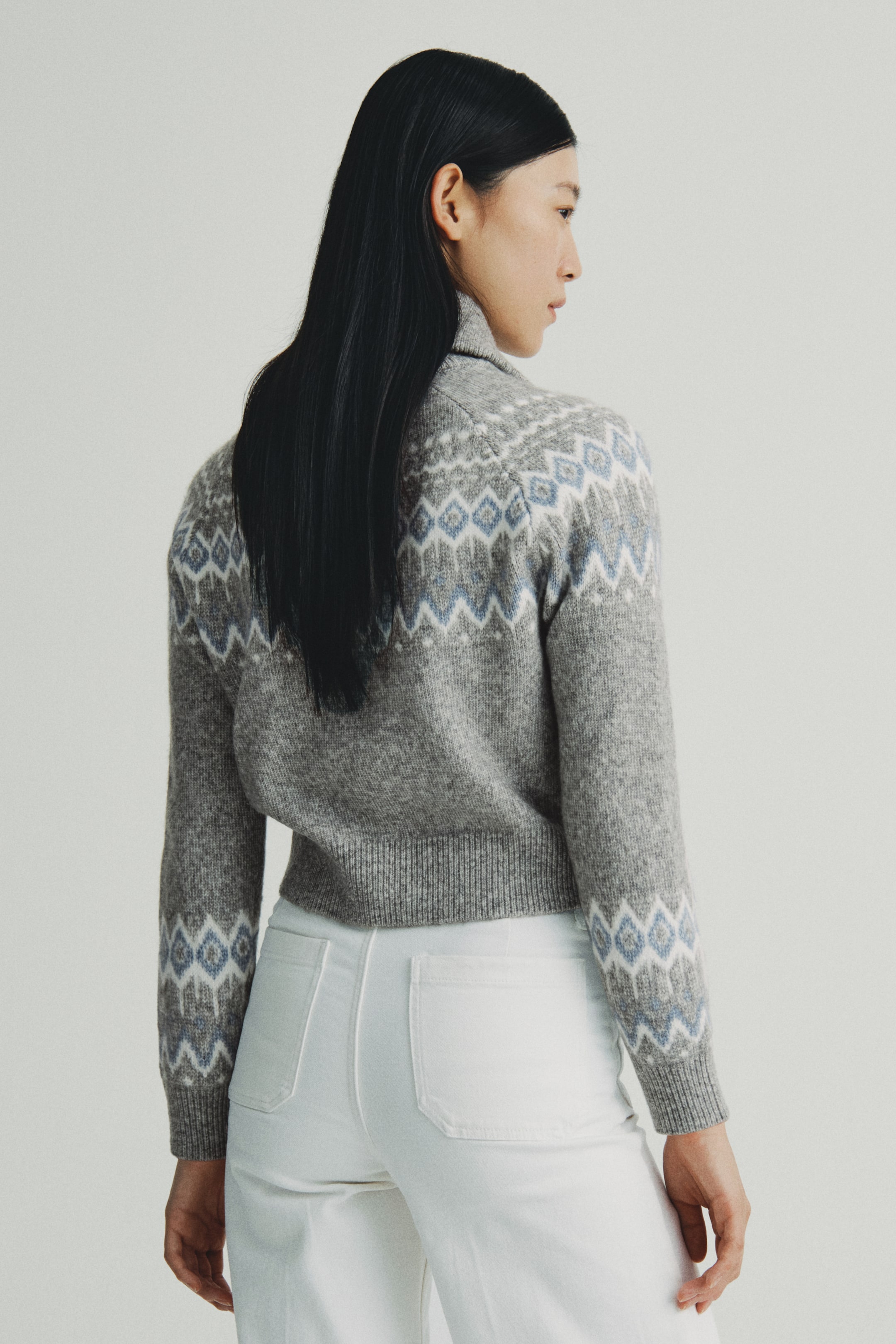 拡大画像を表示: ジャカードニットカーディガン - Grey marl/Patterned - レディース | H&M JP 3