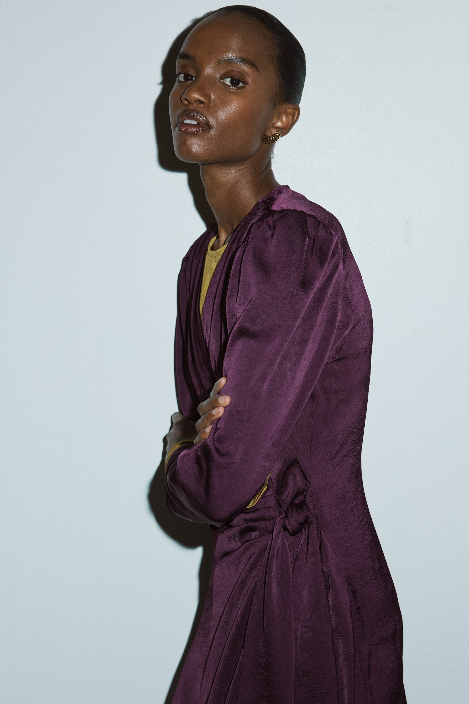 Tie-detail dress - Plum purple - 5