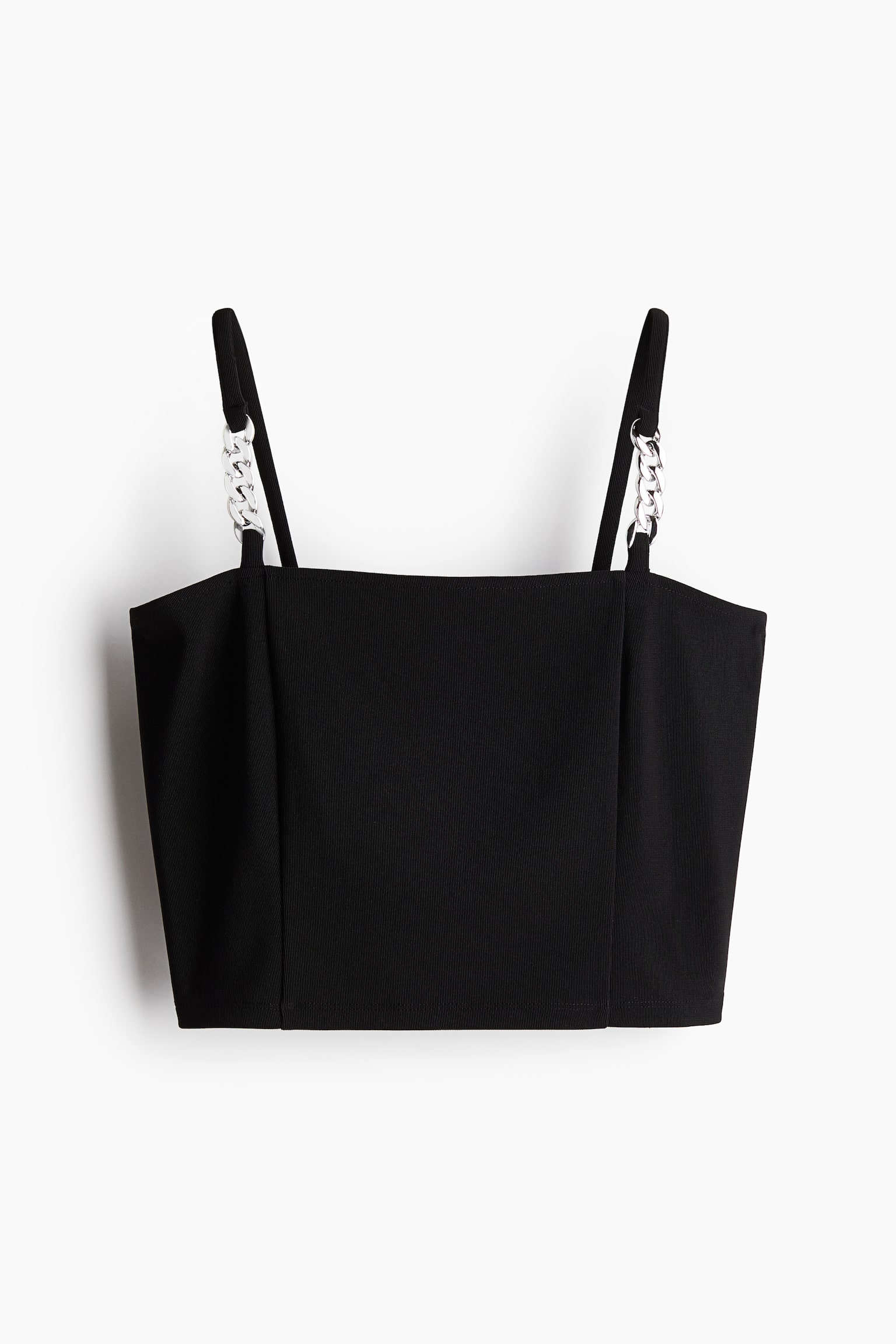 Женский топ H&M Chain-Detail Camisole Crop Top, цвет: Чёрный — фото 1
