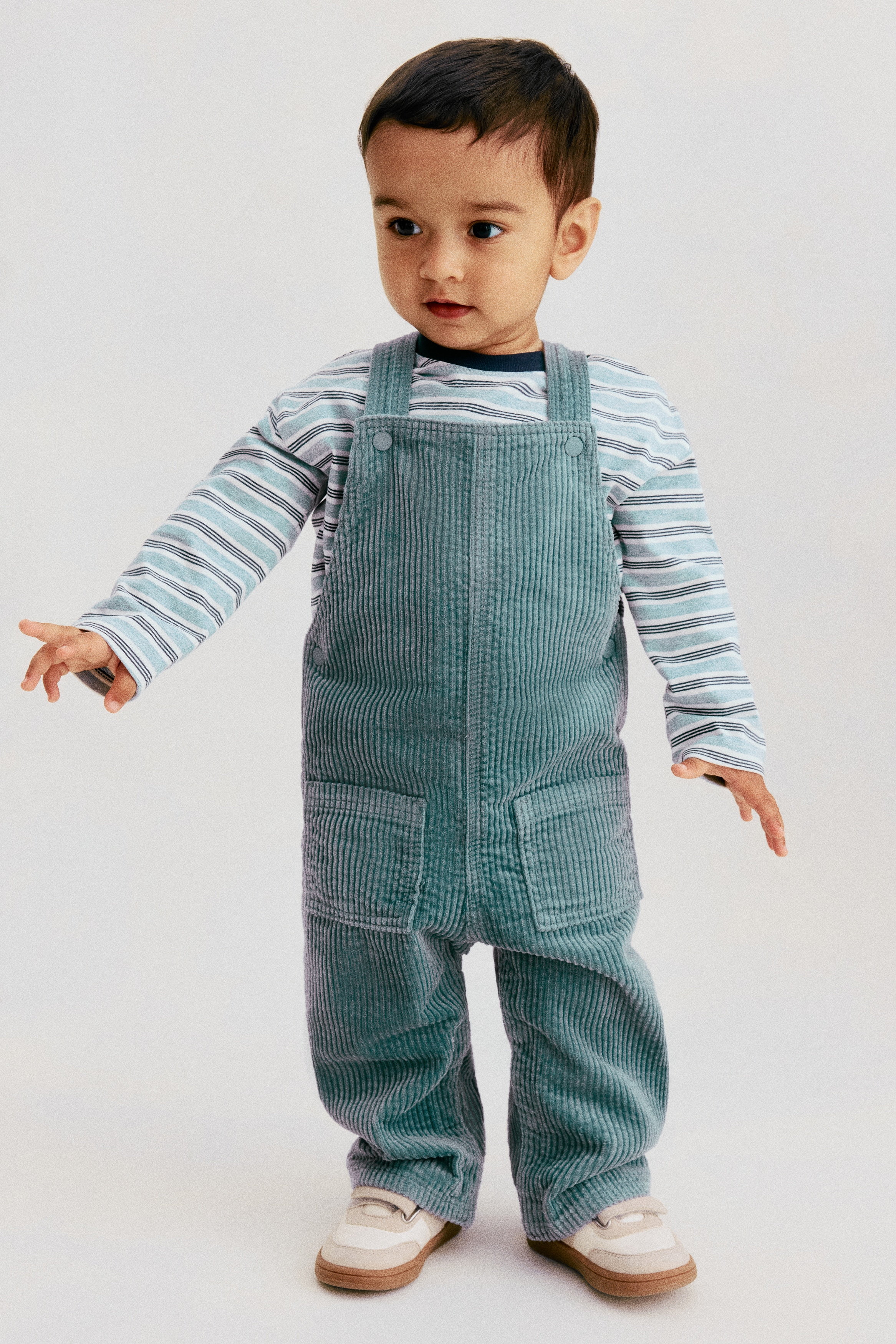 Corduroy dungarees - Dusty turquoise