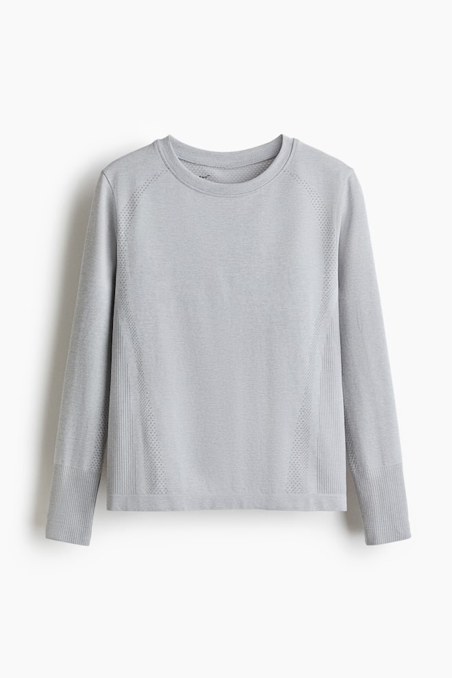 Seamless Sports top with DryMove™ - Light grey/Navy blue - 1