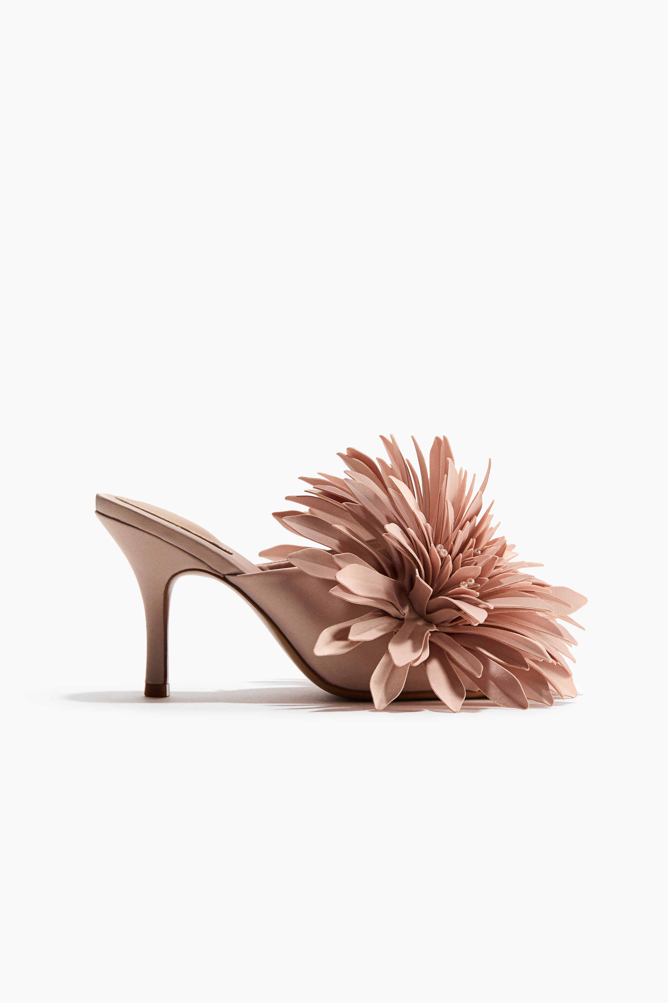 Sandales à talon avec fleurs - Rose ancien clair